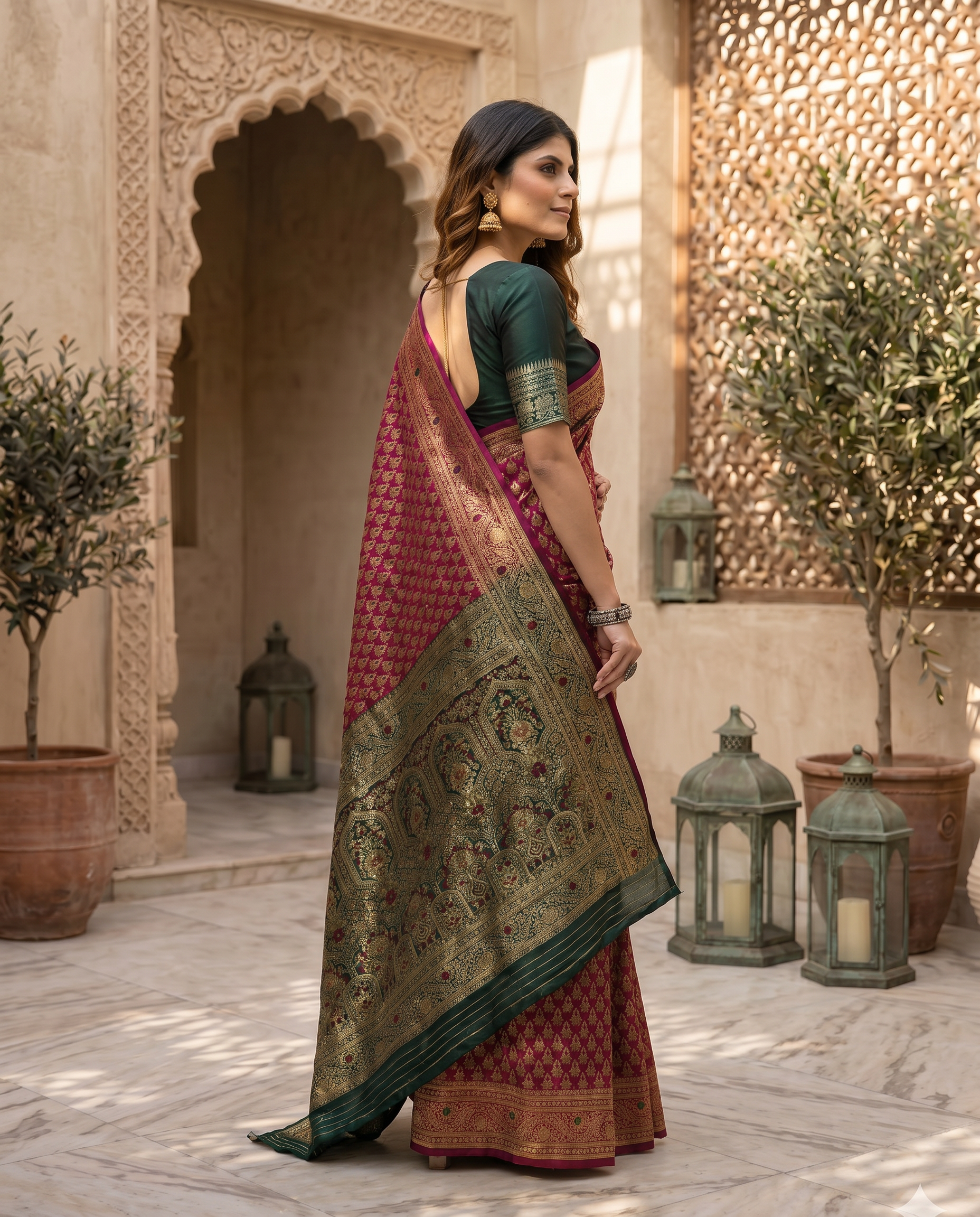 Elegant Mustard Yellow Banarasi Silk Saree with Rich Zari Border - output 5 - 03 side