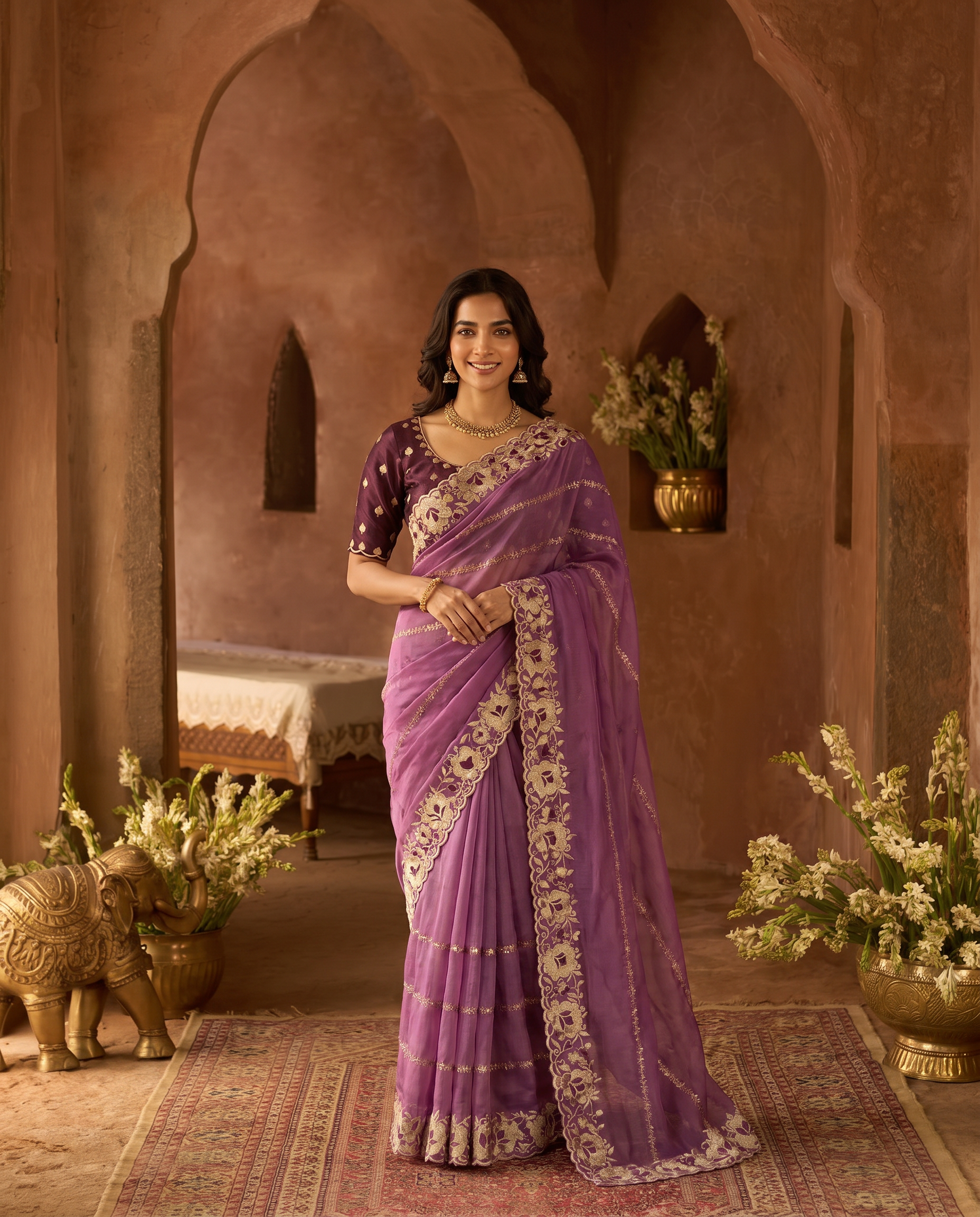 Elegant Mustard Yellow Embroidered Saree with Floral Designer Border – Festive & Party Wear - output 2 - 02 hero