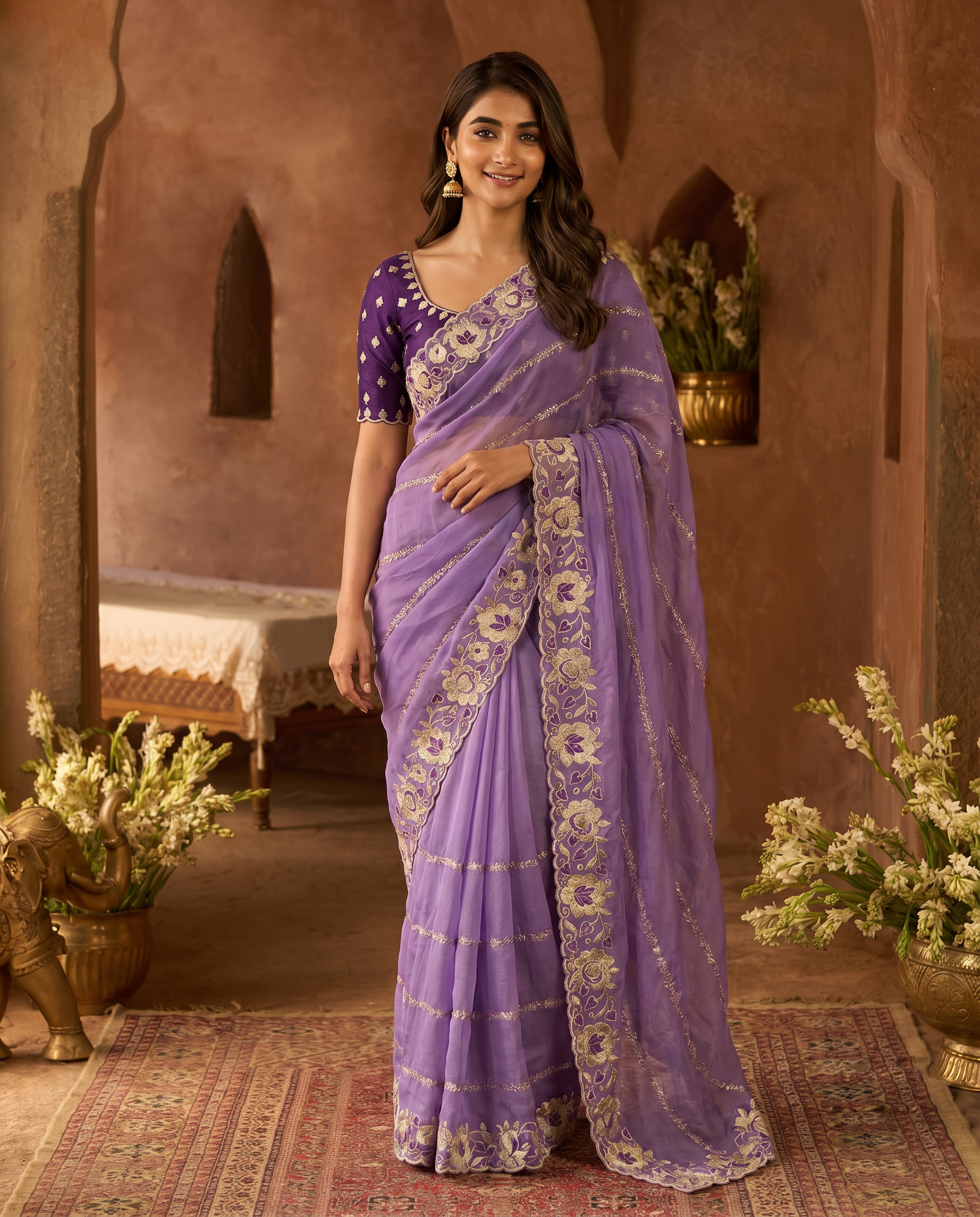 Elegant Mustard Yellow Embroidered Saree with Floral Designer Border – Festive & Party Wear - output 5 - 02 hero