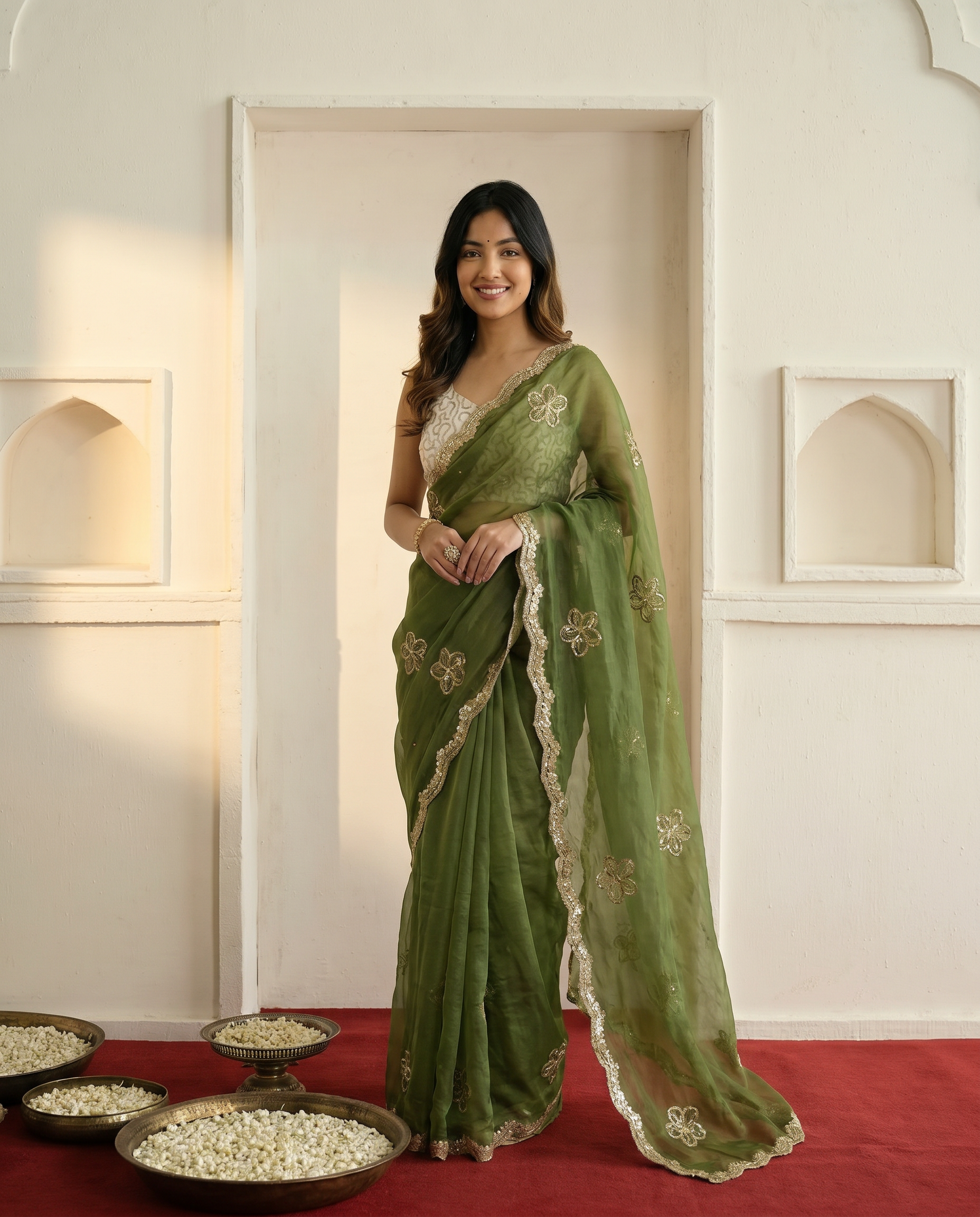 Elegant Mustard Yellow Embroidered Saree with Golden Designer Border – Festive & Party Wear - output 1 - 02 hero
