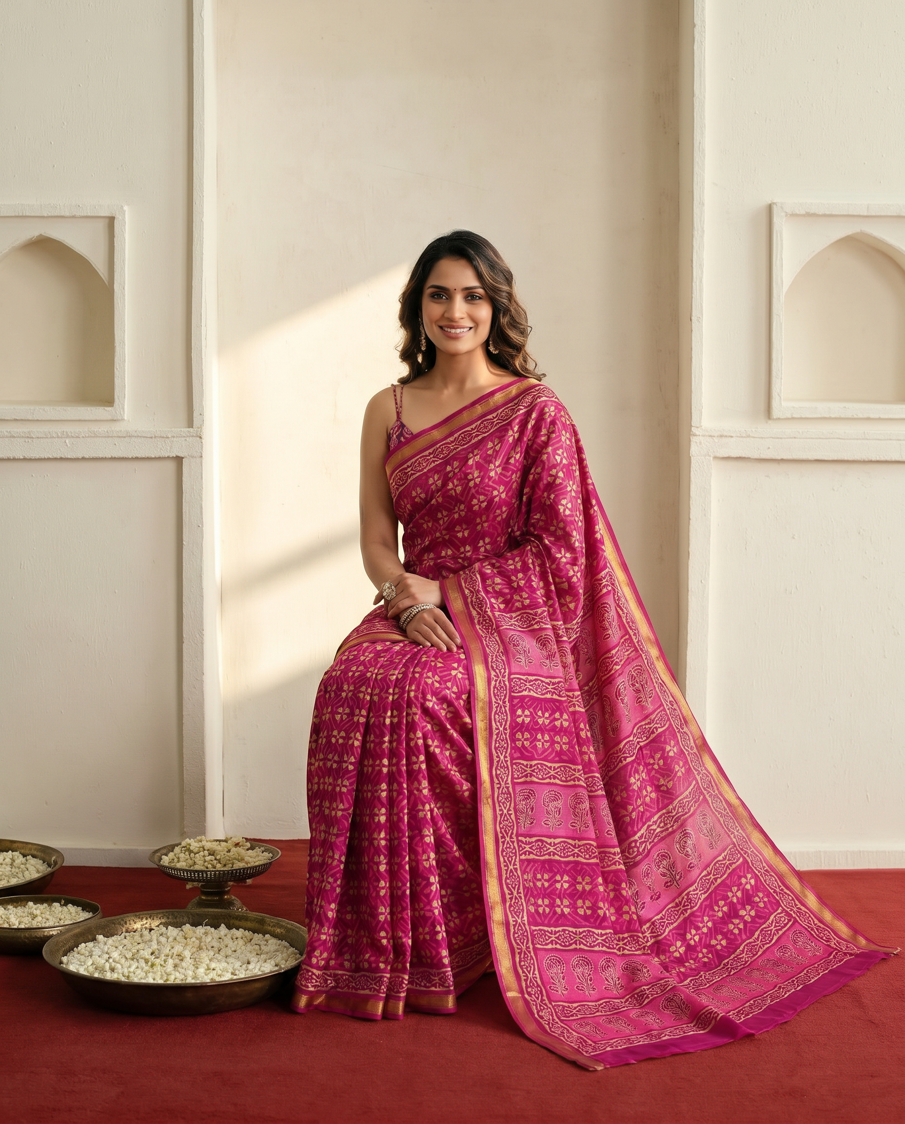 Elegant Olive Green Printed Pure Cotton Saree with Traditional Border - output 1 - 02 hero