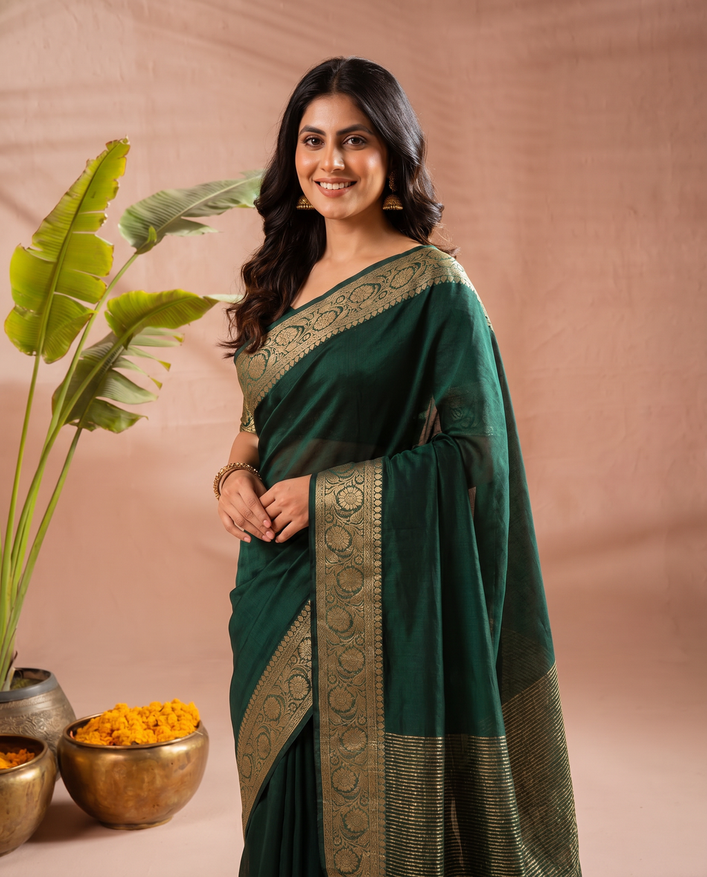 Elegant Purple Georgette Saree with Golden Zari Border – Festive & Party Wear - output 2 - 02 hero