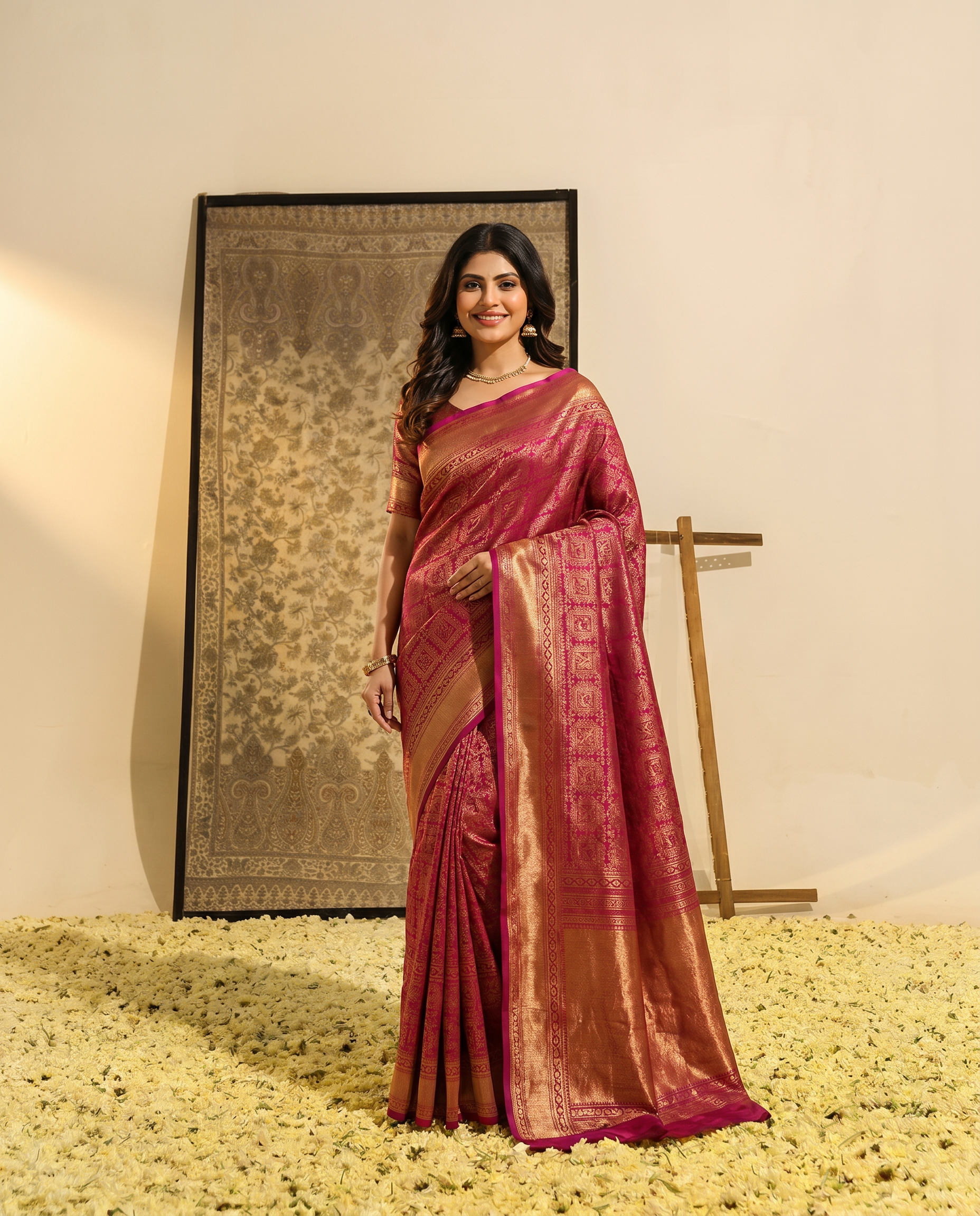 Elegant Rani Pink Banarasi Style Zari Woven Saree with Rich Designer Pallu – Wedding & Festive Wear - output 1 - 02 hero