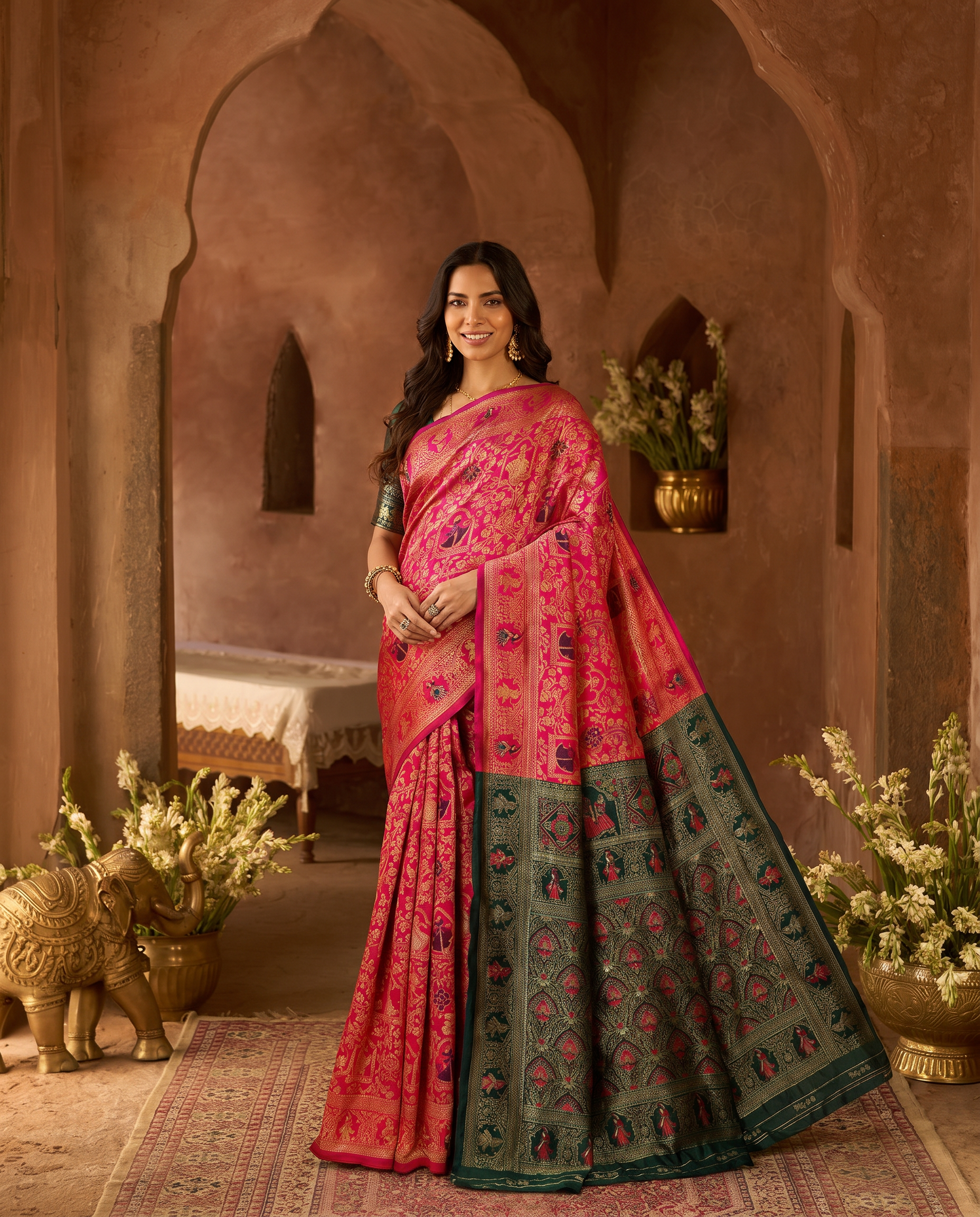 Elegant Red Banarasi Style Zari Woven Saree with Rich Designer Pallu – Wedding & Festive Wear - output 1 - 02 hero