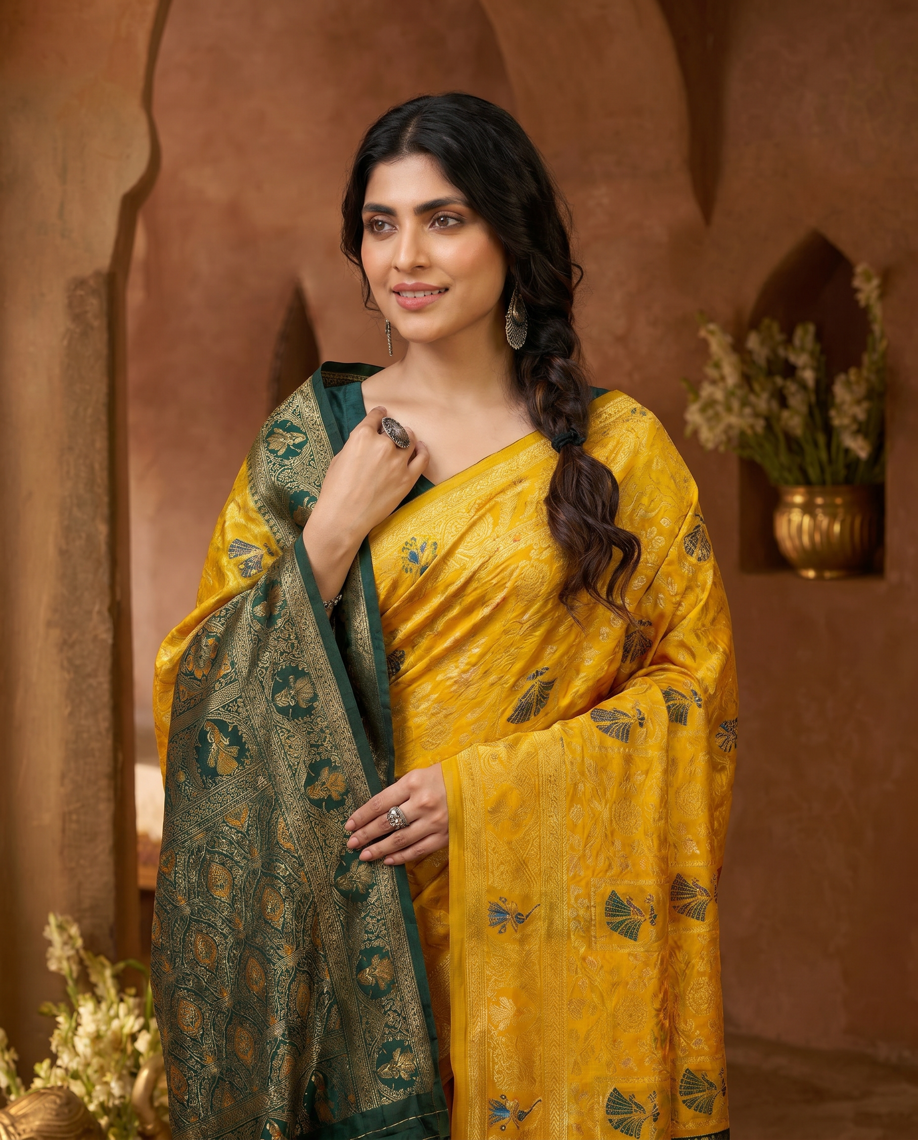 Elegant Red Banarasi Style Zari Woven Saree with Rich Designer Pallu – Wedding & Festive Wear - output 2 - 04 upper closeup