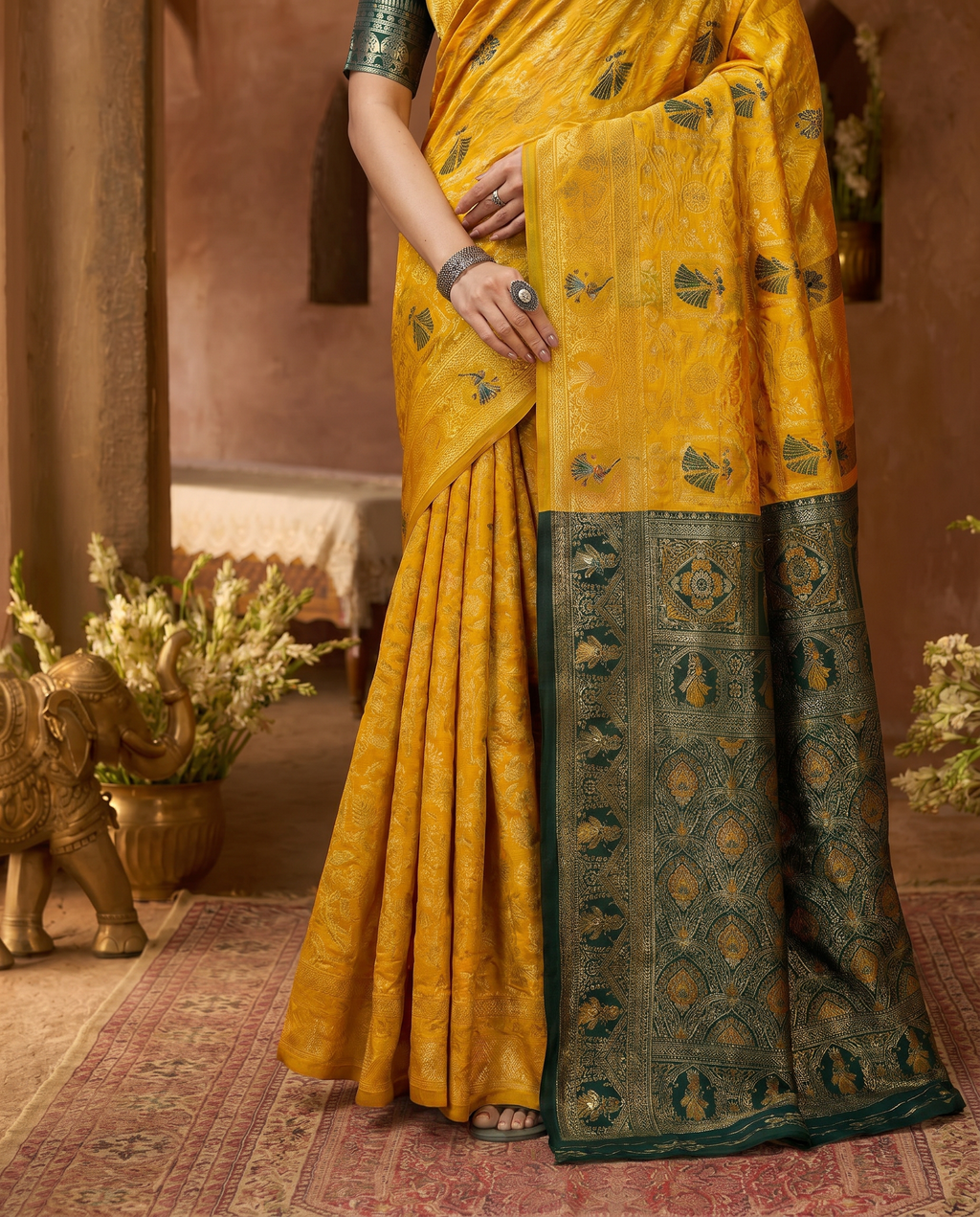 Elegant Red Banarasi Style Zari Woven Saree with Rich Designer Pallu – Wedding & Festive Wear - output 2 - 05 lower closeup