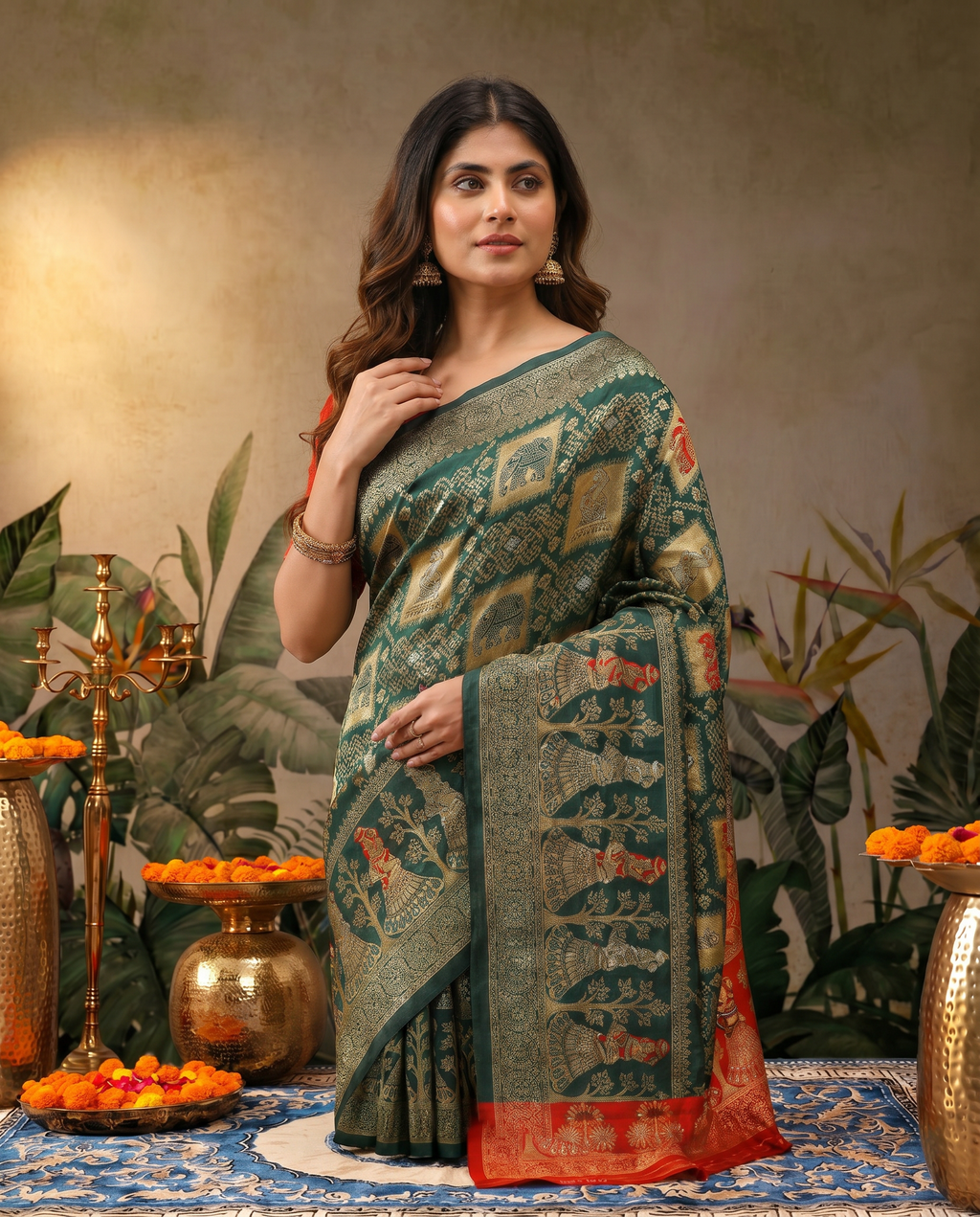 Elegant Royal Blue Banarasi Style Saree with Rich Designer Pallu – Festive & Wedding Wear - output 0 - 04 upper closeup
