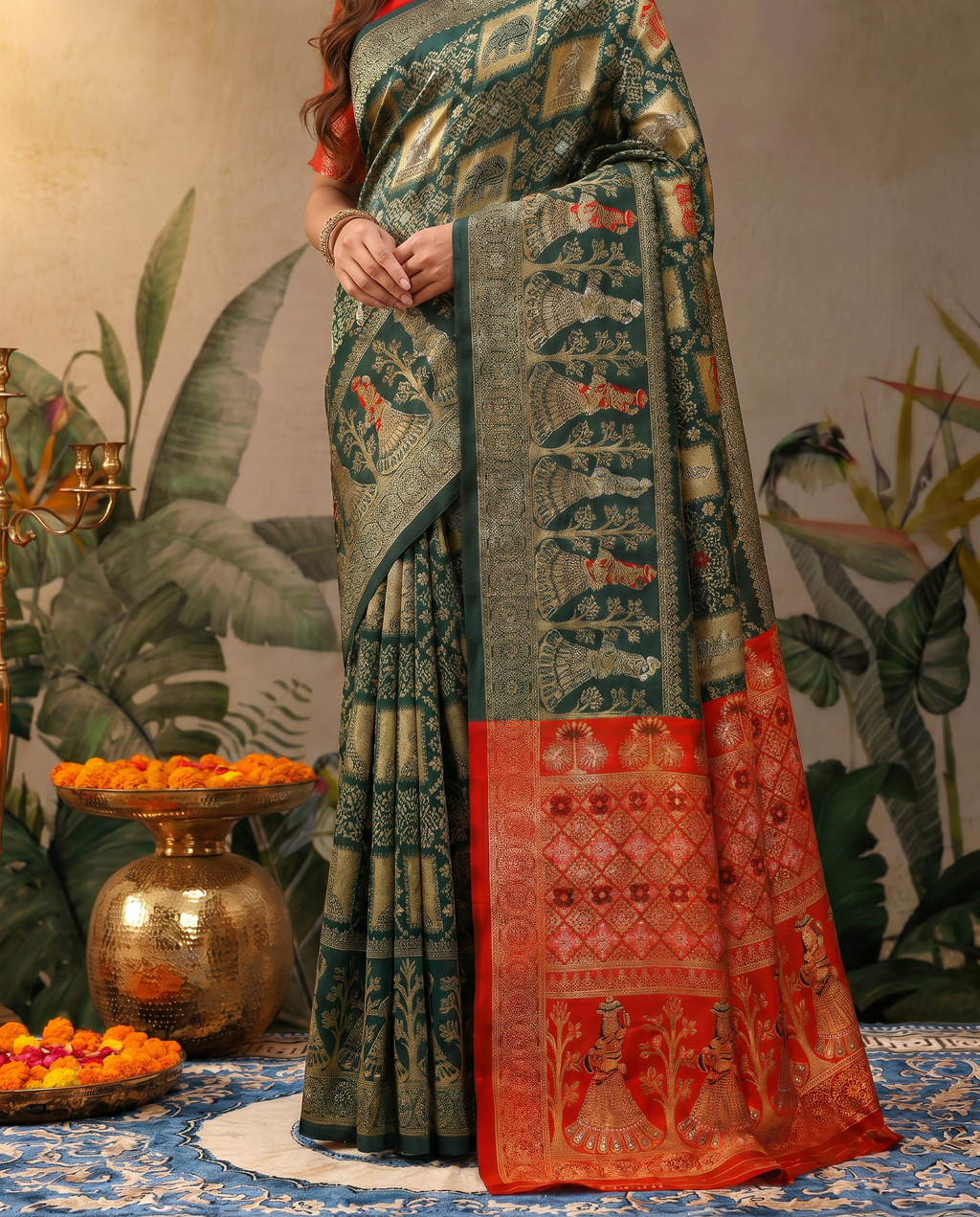 Elegant Royal Blue Banarasi Style Saree with Rich Designer Pallu – Festive & Wedding Wear - output 0 - 05 lower closeup