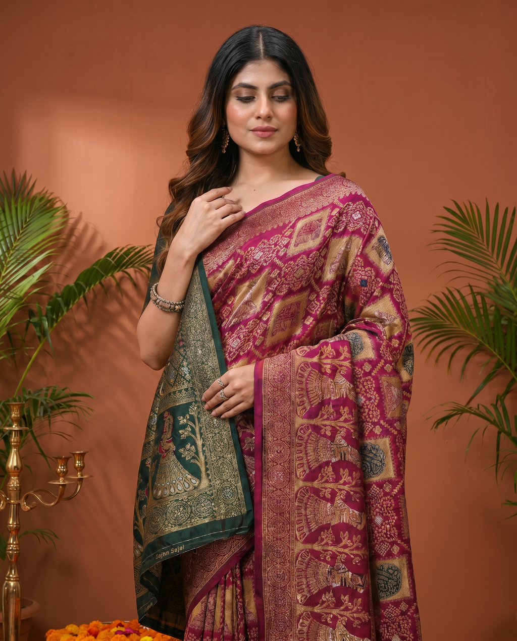 Elegant Royal Blue Banarasi Style Saree with Rich Designer Pallu – Festive & Wedding Wear - output 2 - 04 upper closeup