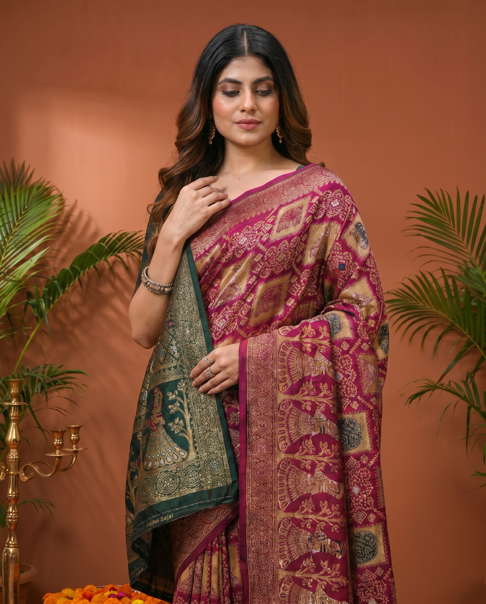 Elegant Royal Blue Banarasi Style Saree with Rich Designer Pallu – Festive & Wedding Wear - output 2 - 04 upper closeup