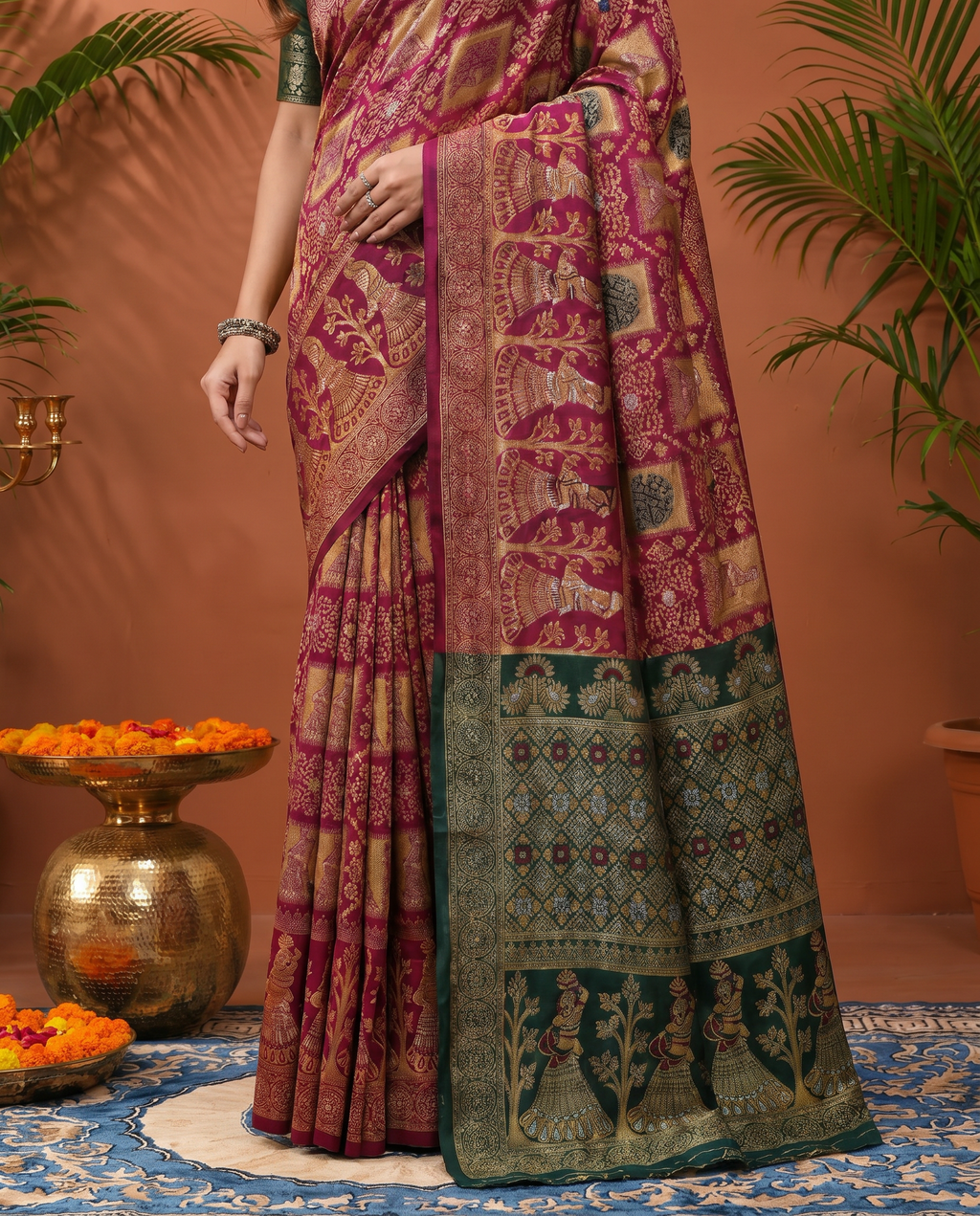 Elegant Royal Blue Banarasi Style Saree with Rich Designer Pallu – Festive & Wedding Wear - output 2 - 05 lower closeup