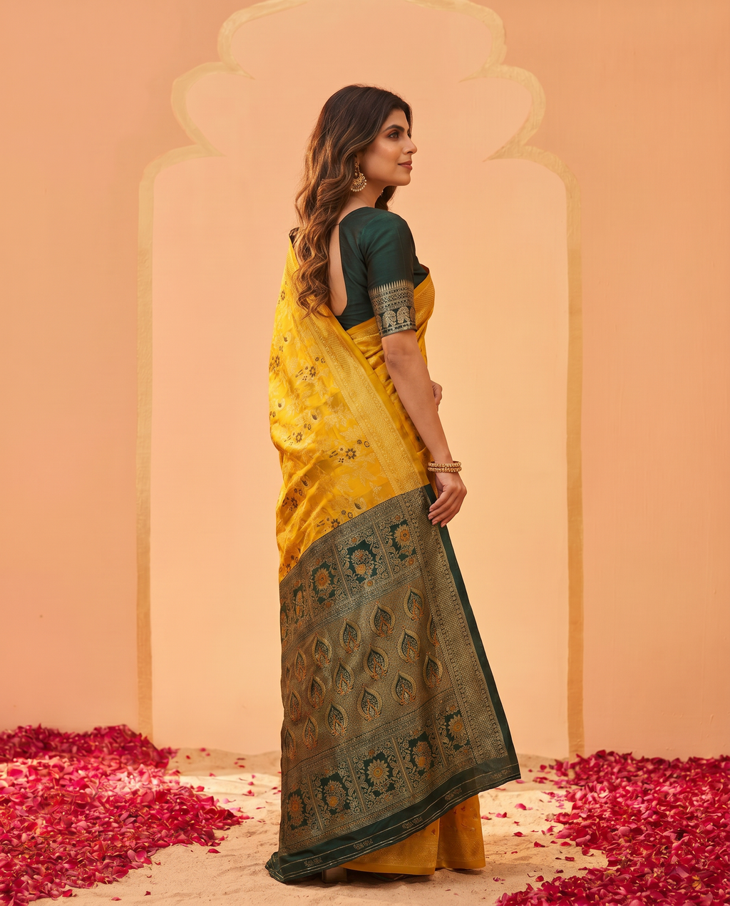 Elegant Royal Blue Banarasi Style Zari Woven Saree with Rich Golden Designer Pallu – Wedding & Festive Wear - output 1 - 03 side