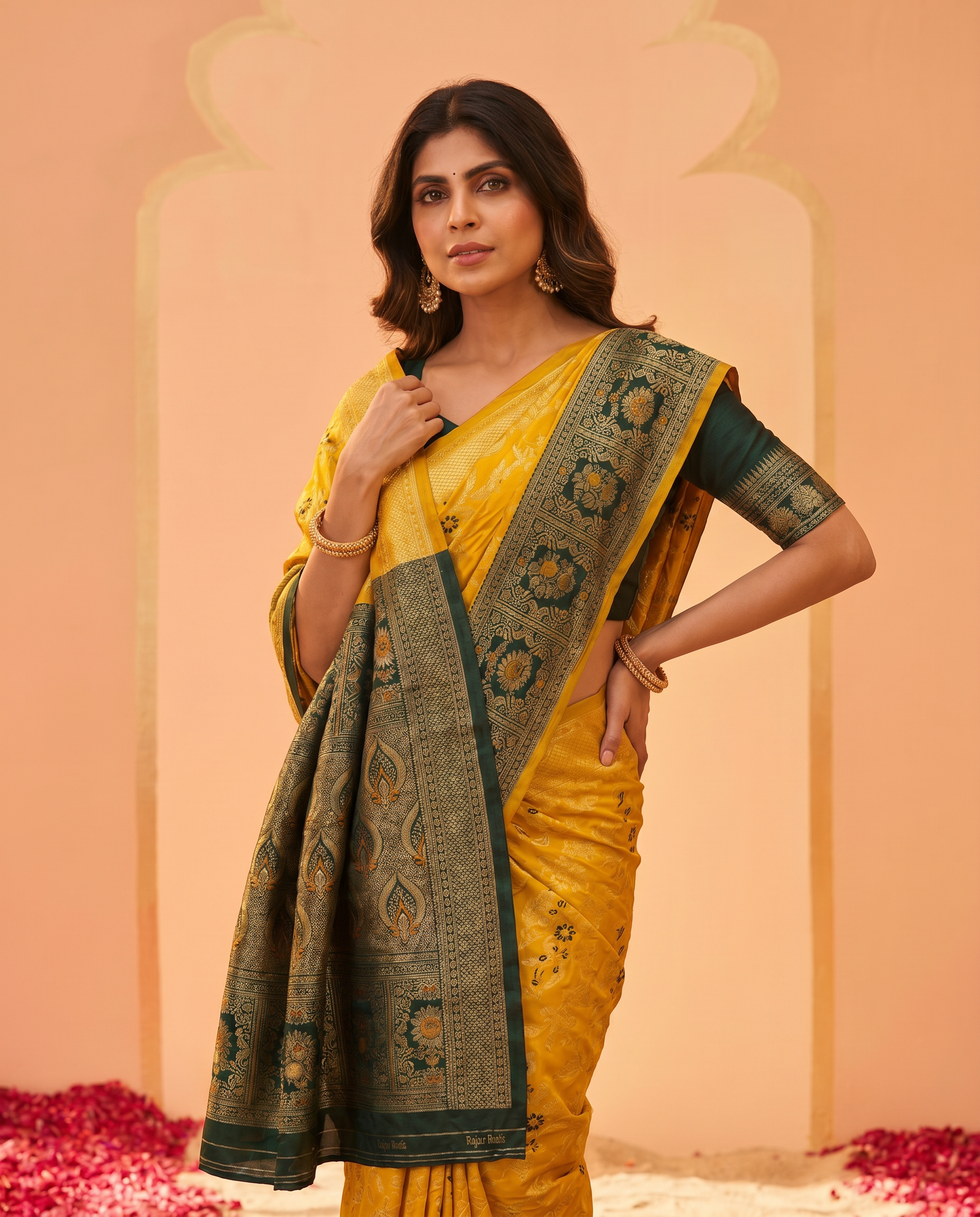 Elegant Royal Blue Banarasi Style Zari Woven Saree with Rich Golden Designer Pallu – Wedding & Festive Wear - output 1 - 04 upper closeup