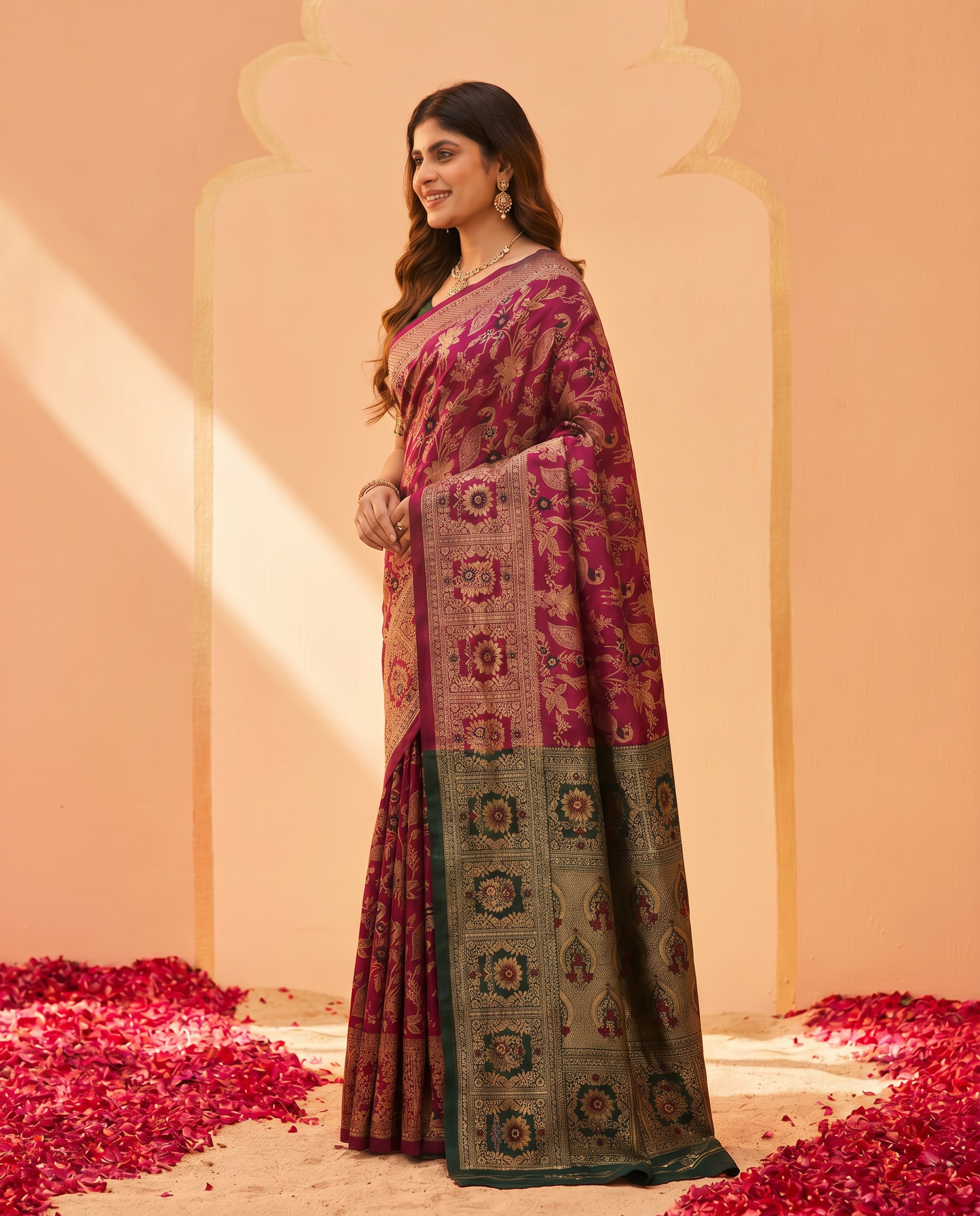 Elegant Royal Blue Banarasi Style Zari Woven Saree with Rich Golden Designer Pallu – Wedding & Festive Wear - output 2 - 03 side
