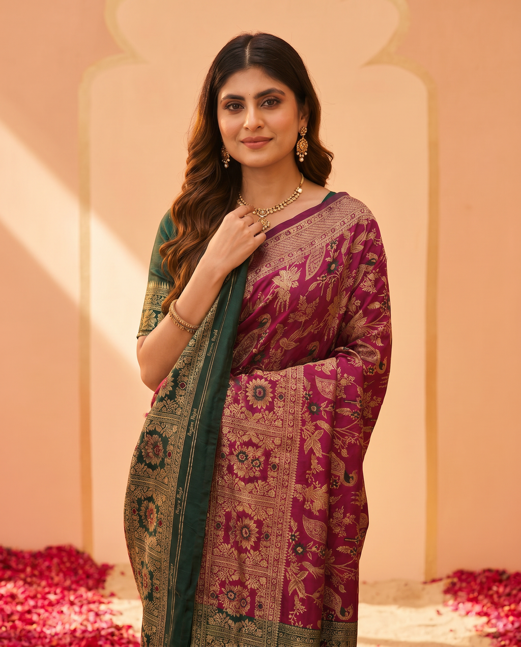 Elegant Royal Blue Banarasi Style Zari Woven Saree with Rich Golden Designer Pallu – Wedding & Festive Wear - output 2 - 04 upper closeup