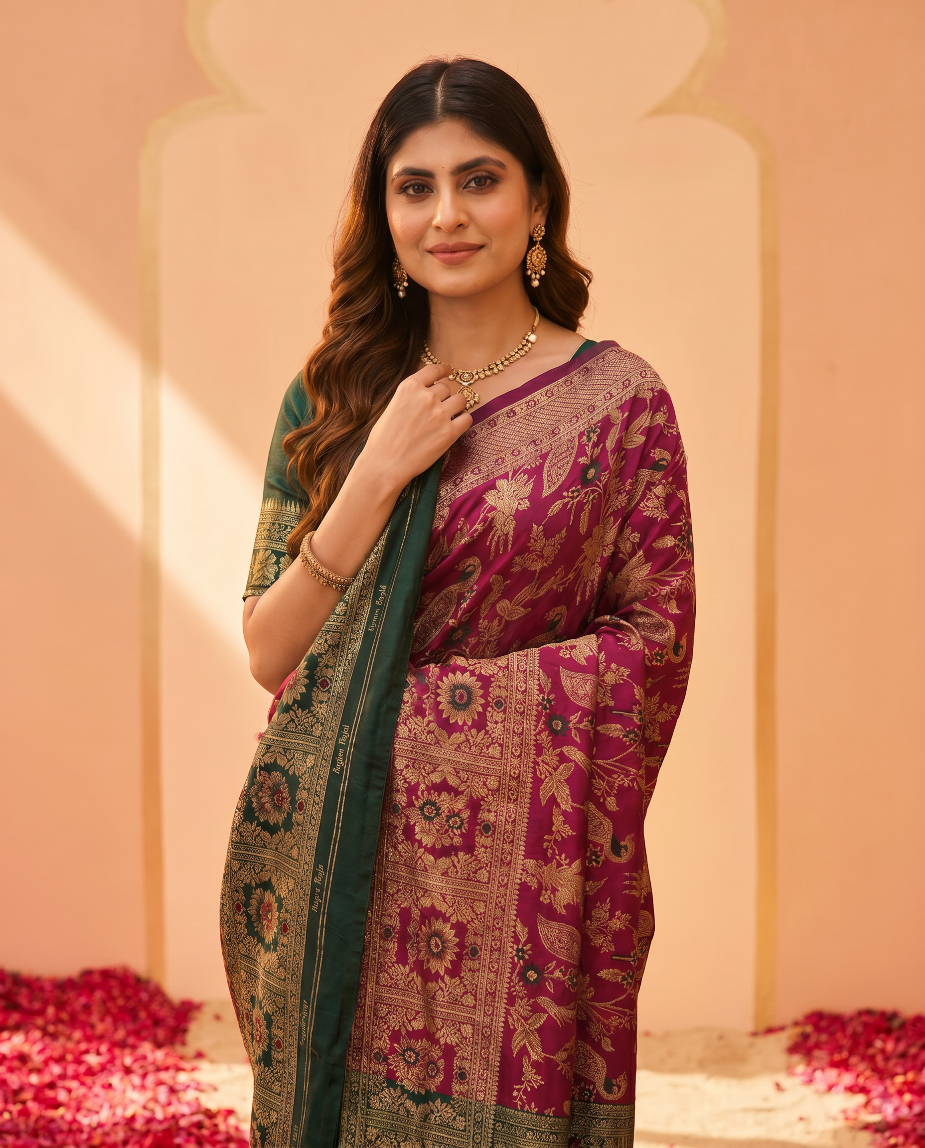 Elegant Royal Blue Banarasi Style Zari Woven Saree with Rich Golden Designer Pallu – Wedding & Festive Wear - output 2 - 04 upper closeup