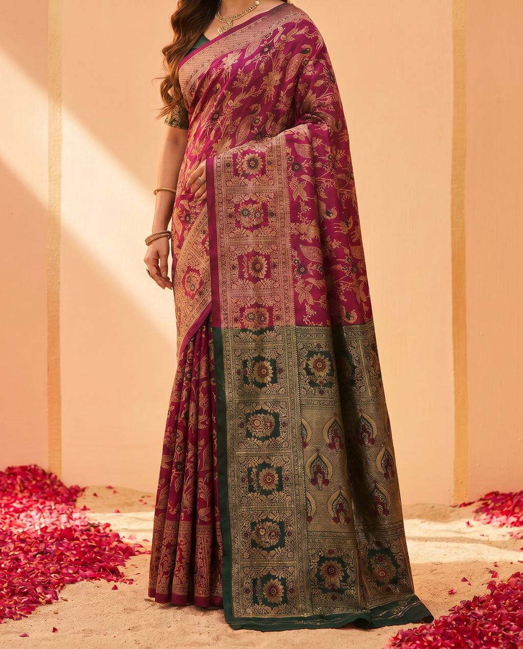 Elegant Royal Blue Banarasi Style Zari Woven Saree with Rich Golden Designer Pallu – Wedding & Festive Wear - output 2 - 05 lower closeup