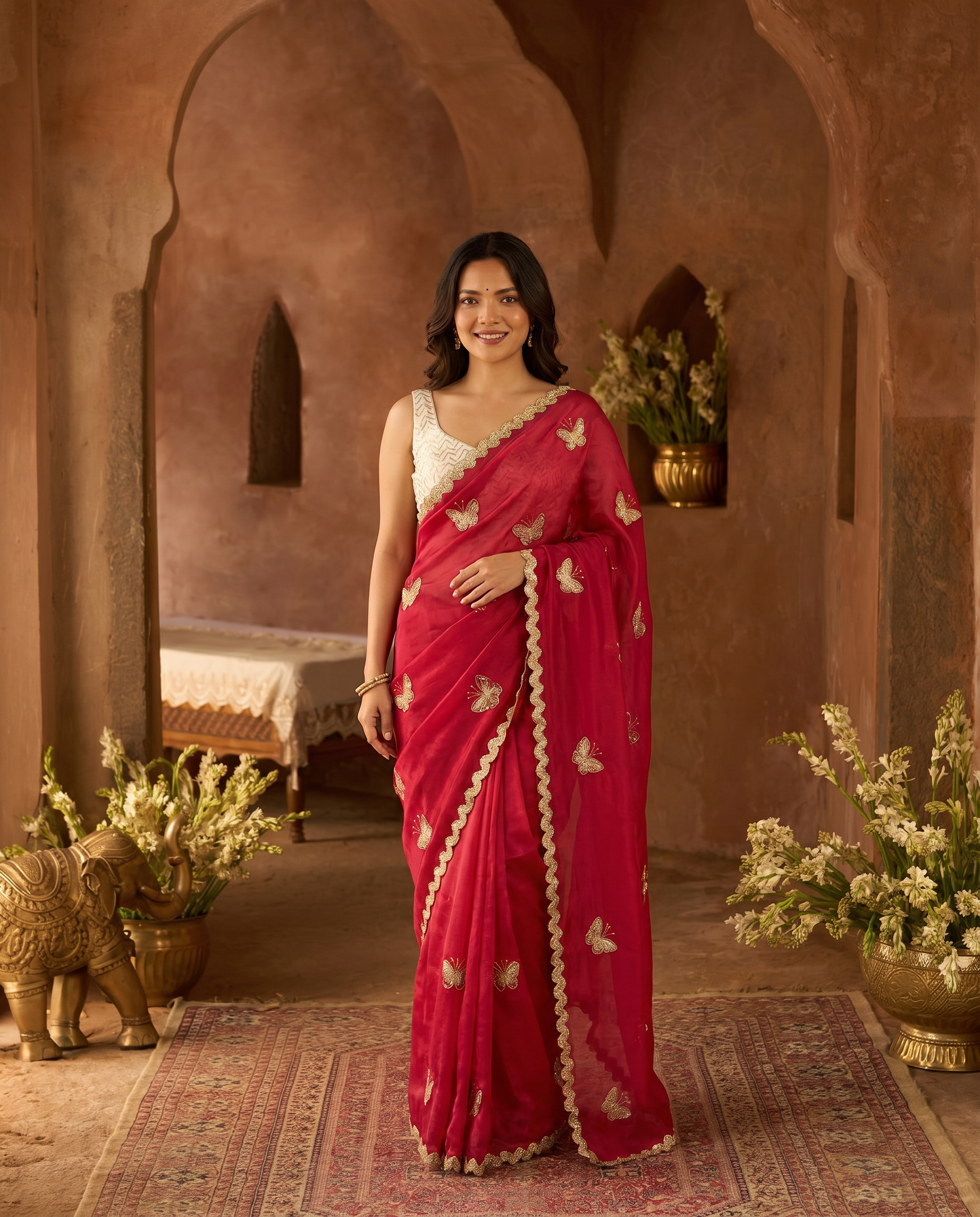 Elegant Sky Blue Designer Saree with Butterfly Embroidery & Golden Lace Border – Party & Festive Wear - output 2 - 02 hero