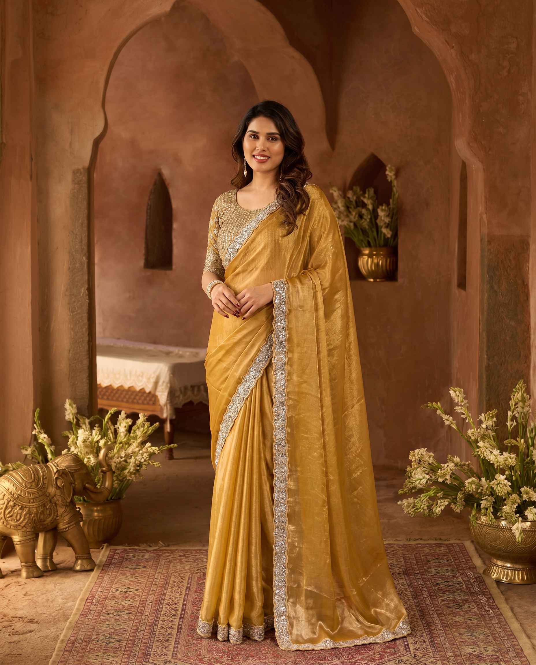 Elegant Steel Grey Saree with Teal Blue Designer Border – Party & Festive Wear - output 2 - 02 hero