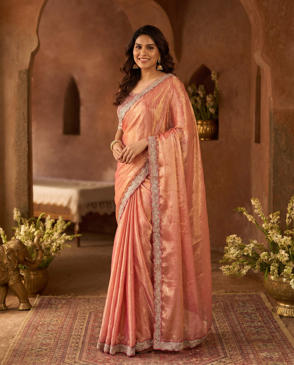 Elegant Steel Grey Saree with Teal Blue Designer Border – Party & Festive Wear - output 3 - 02 hero