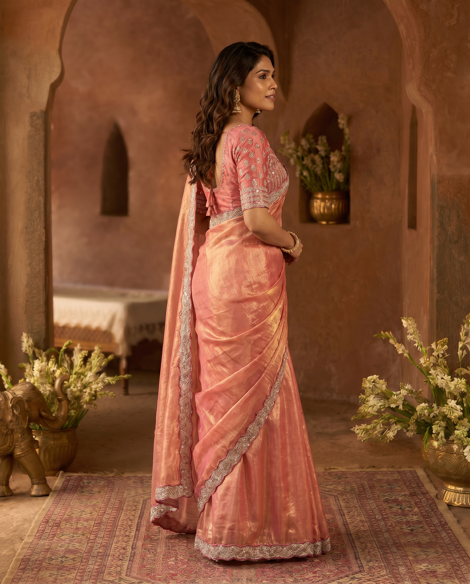 Elegant Steel Grey Saree with Teal Blue Designer Border – Party & Festive Wear - output 3 - 03 side