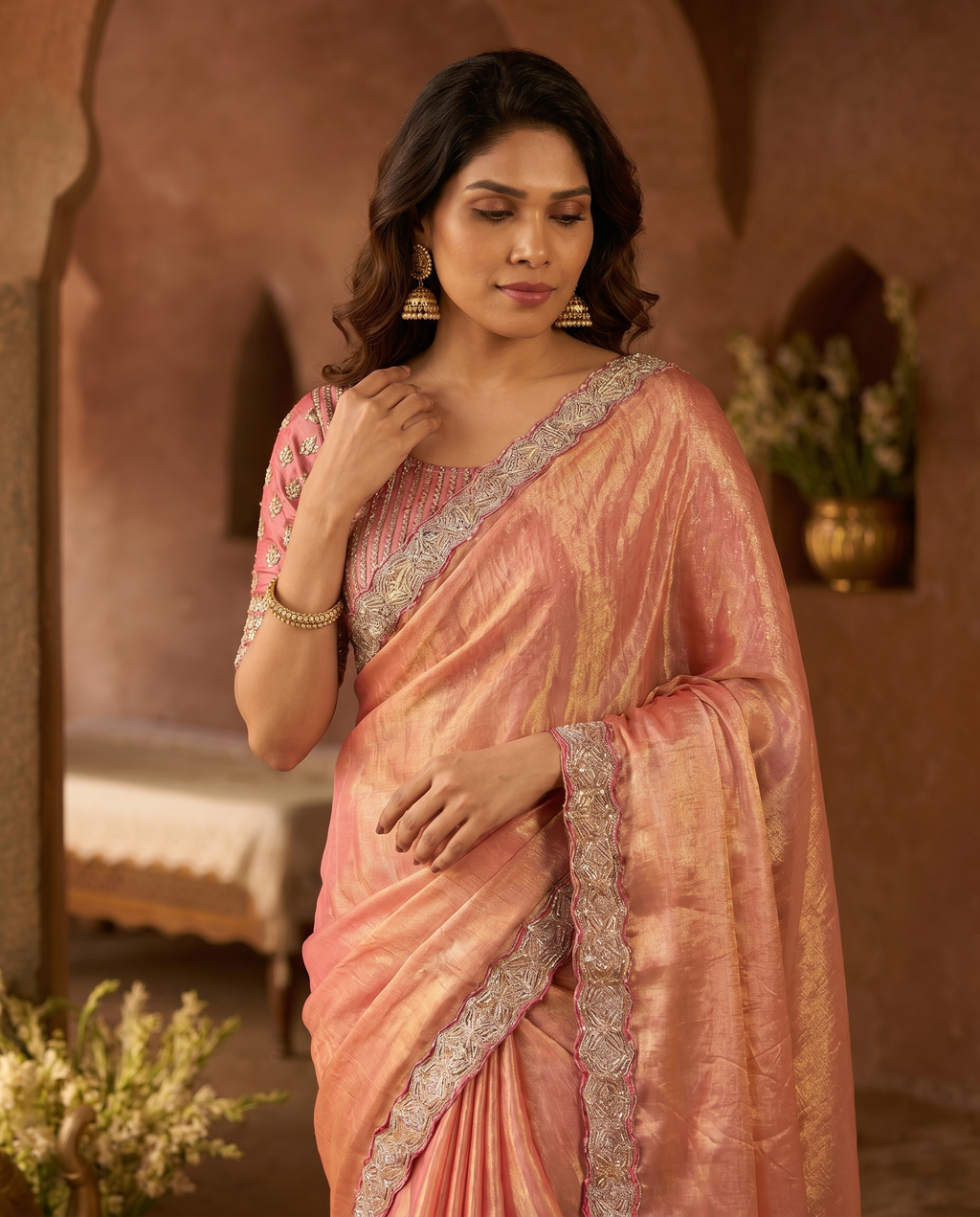Elegant Steel Grey Saree with Teal Blue Designer Border – Party & Festive Wear - output 3 - 04 upper closeup