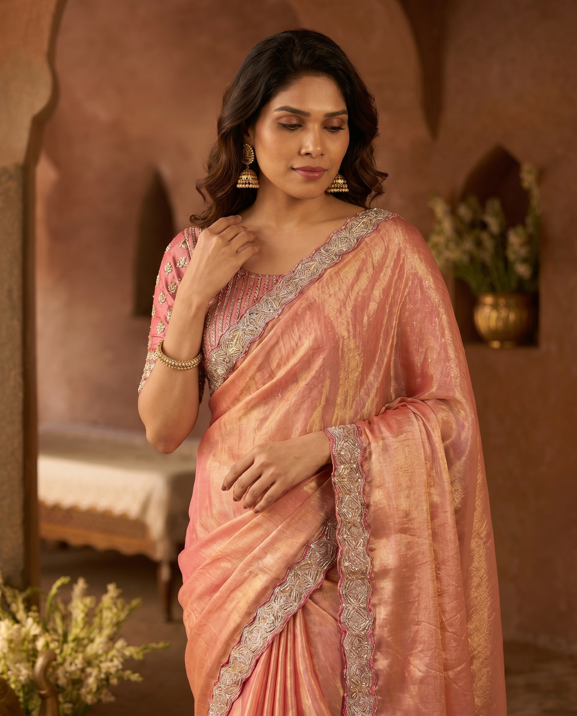 Elegant Steel Grey Saree with Teal Blue Designer Border – Party & Festive Wear - output 3 - 04 upper closeup