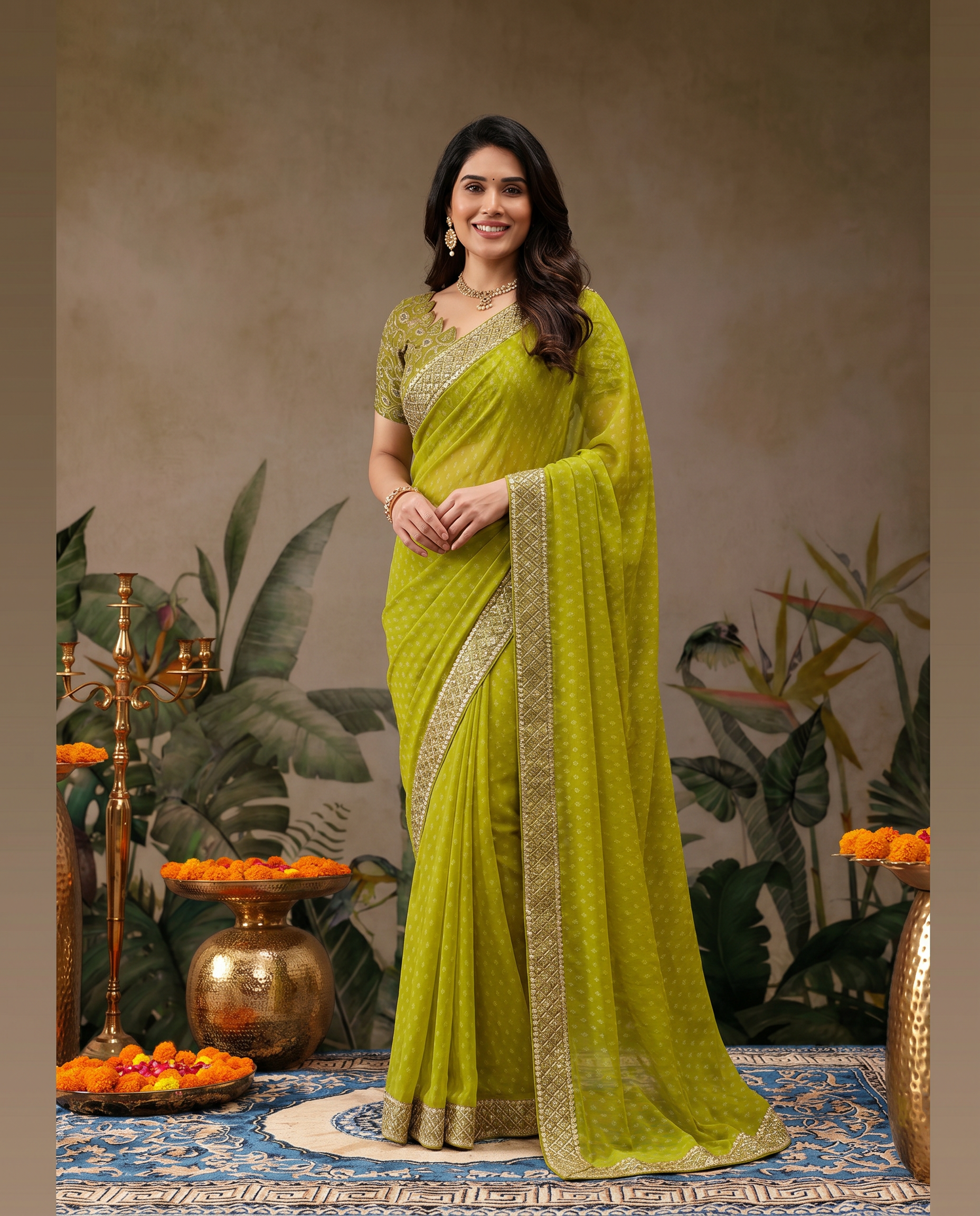 Elegant Teal Green Georgette Saree with Designer Border – Party Wear Traditional Saree for Women - output 1 - 02 hero