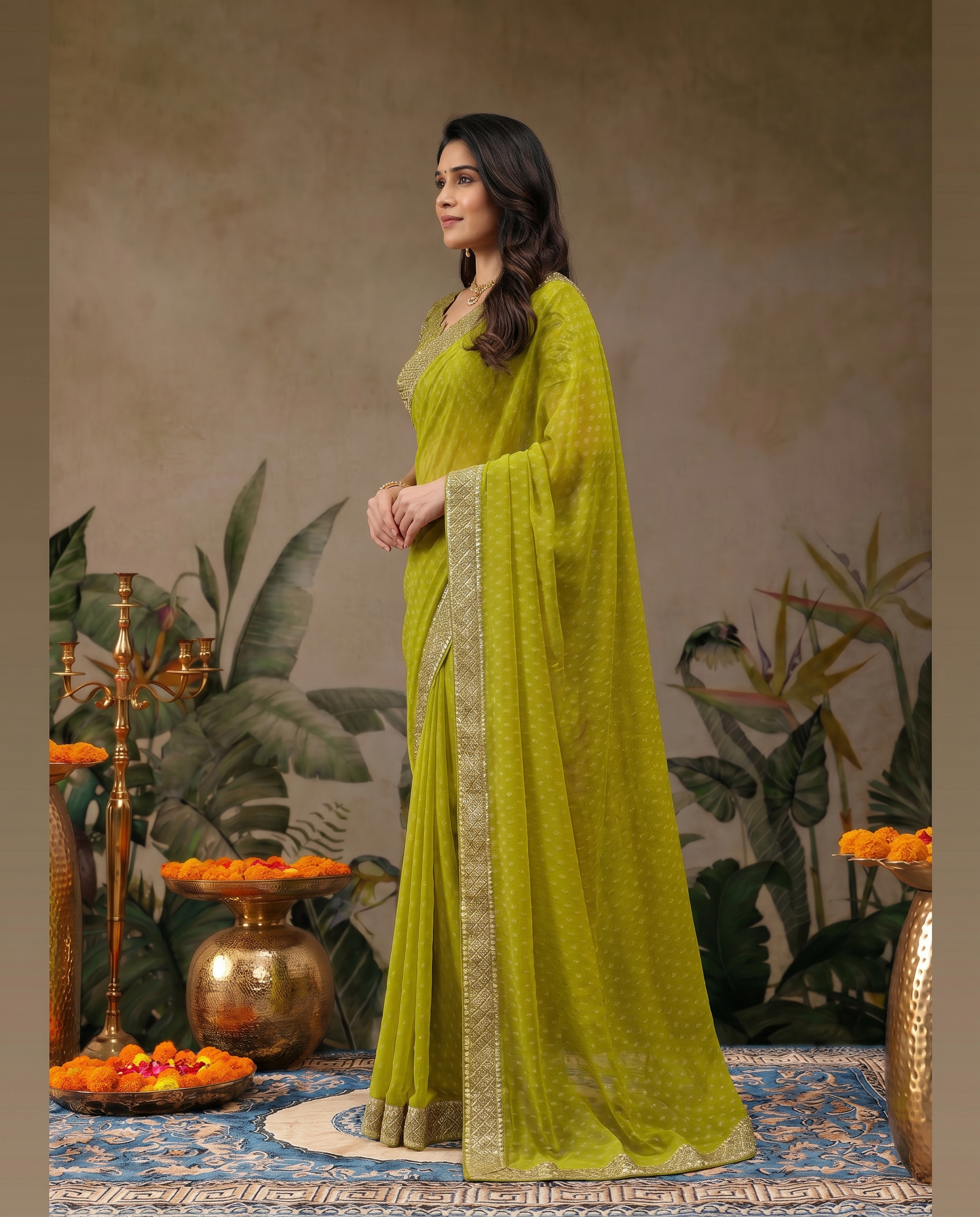 Elegant Teal Green Georgette Saree with Designer Border – Party Wear Traditional Saree for Women - output 1 - 03 side