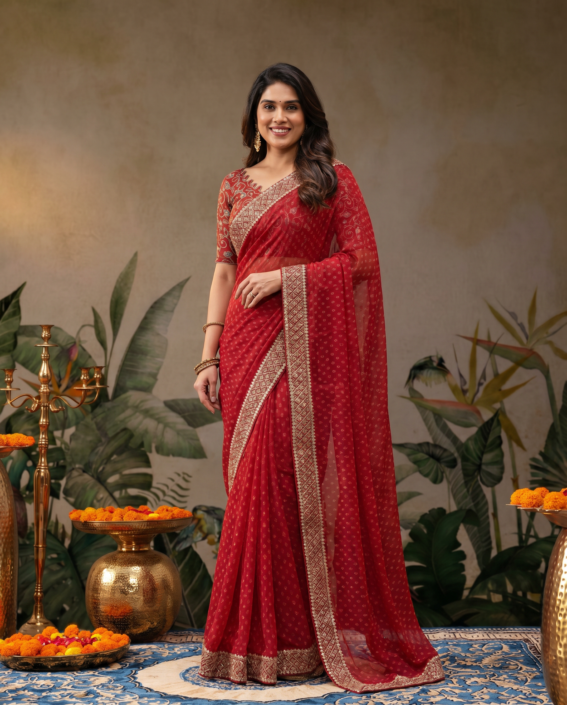 Elegant Teal Green Georgette Saree with Designer Border – Party Wear Traditional Saree for Women - output 3 - 02 hero