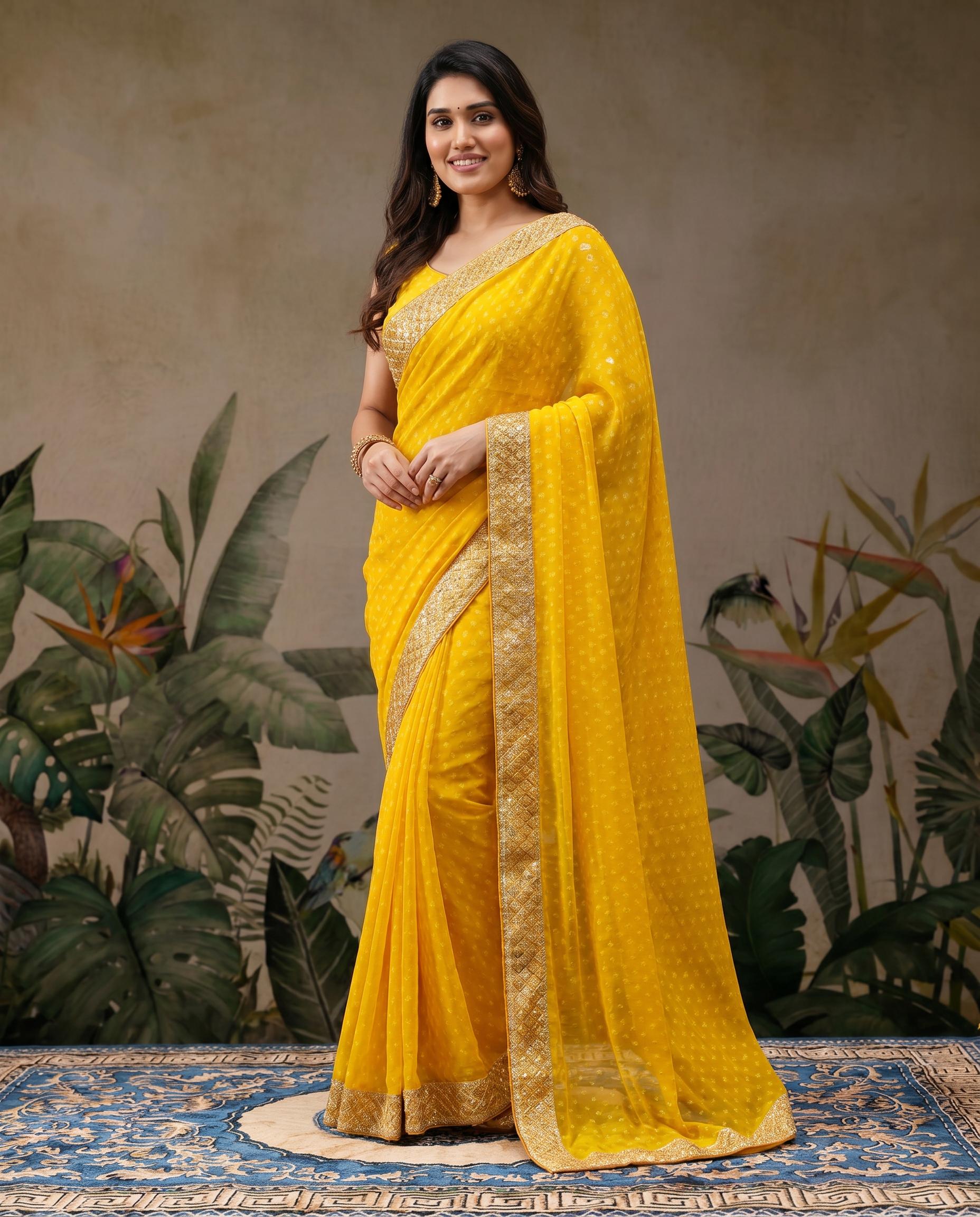 Elegant Teal Green Georgette Saree with Designer Border – Party Wear Traditional Saree for Women - output 4 - 02 hero