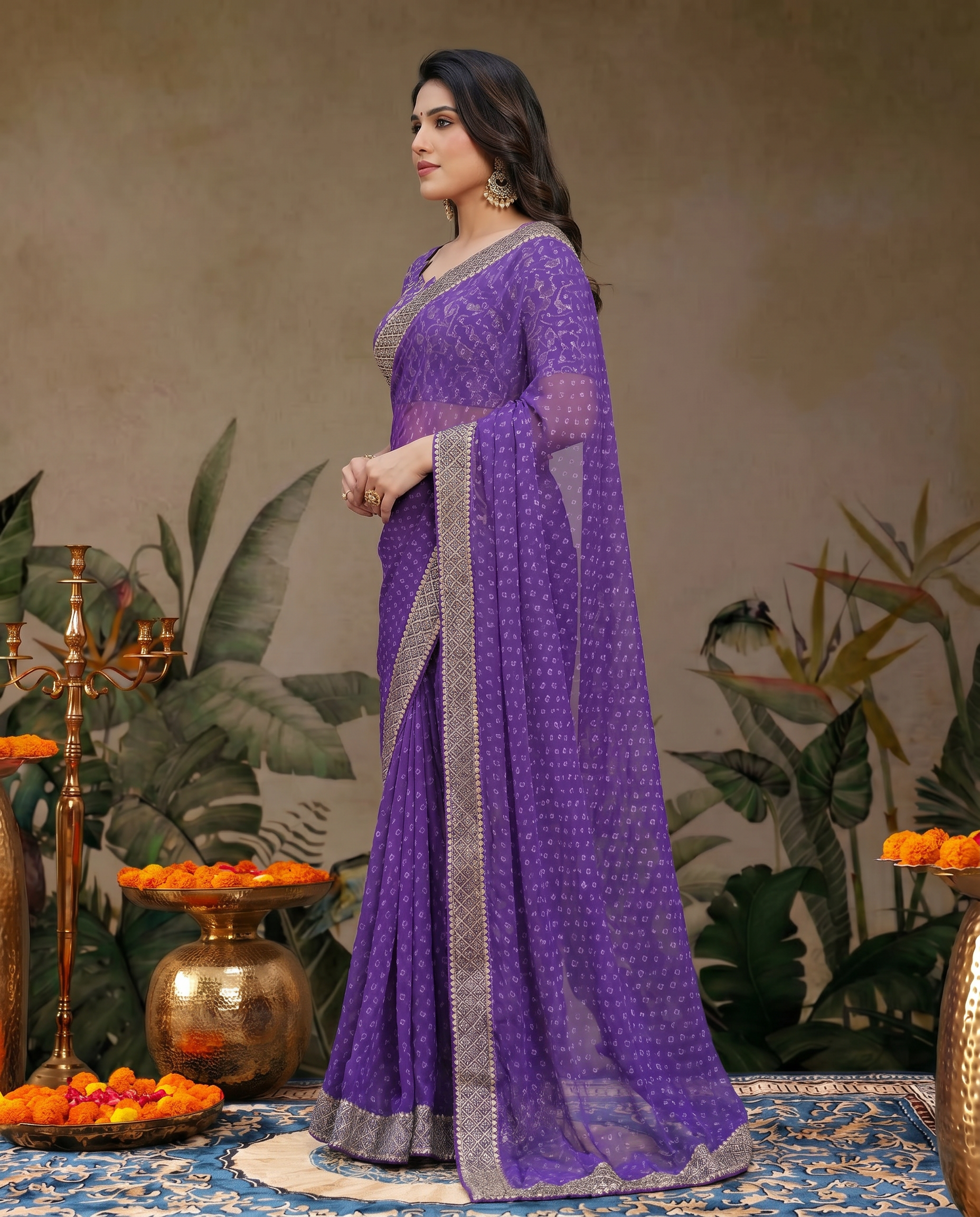 Elegant Teal Green Georgette Saree with Designer Border – Party Wear Traditional Saree for Women - output 5 - 03 side