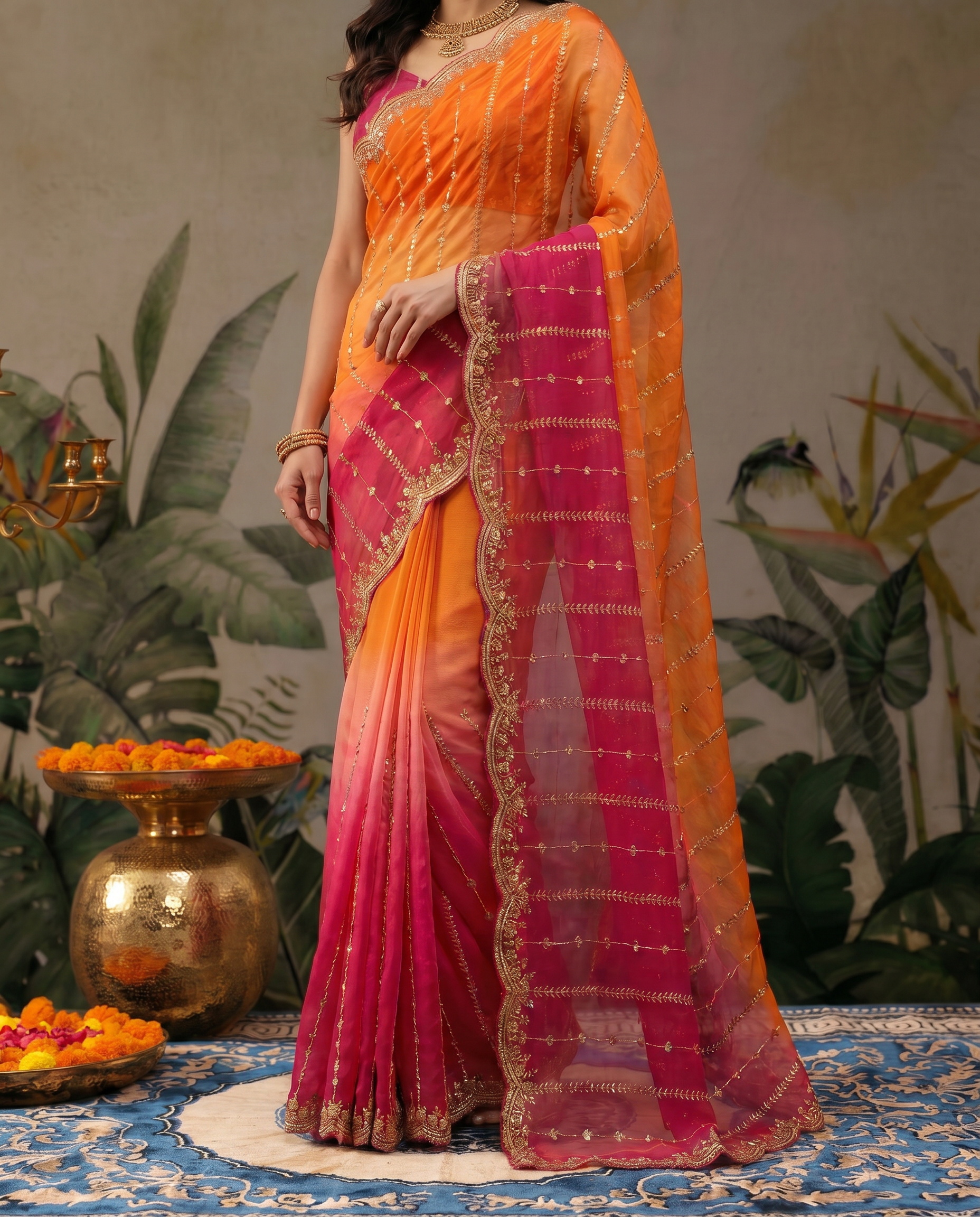 Embellished Embroidered Satin Heavy Work Saree. - output 0 - 05 lower closeup
