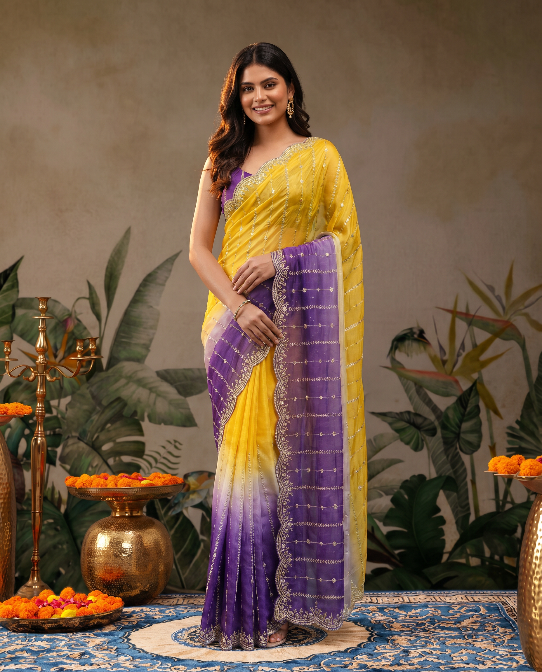 Embellished Embroidered Satin Heavy Work Saree. - output 1 - 02 hero