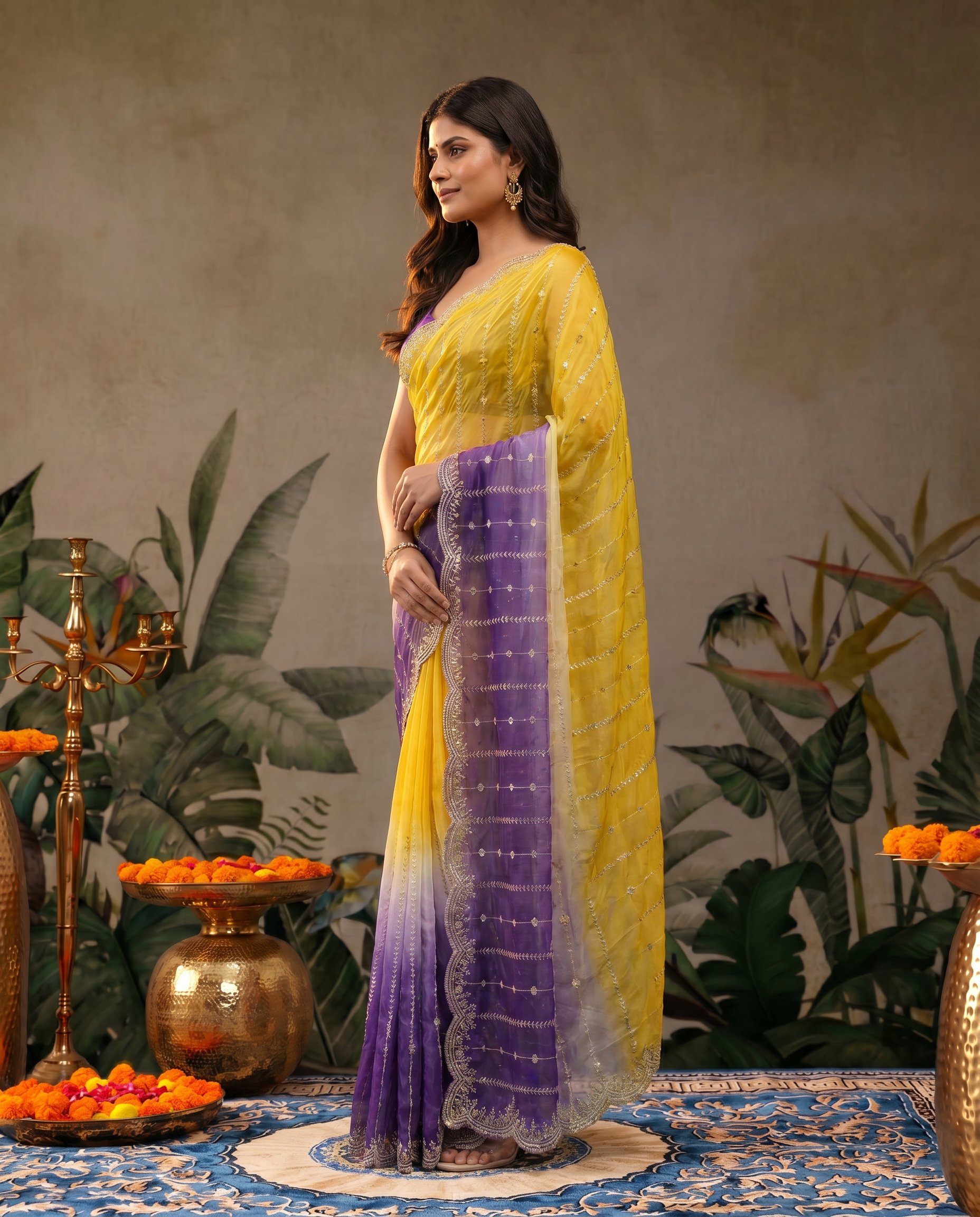 Embellished Embroidered Satin Heavy Work Saree. - output 1 - 03 side