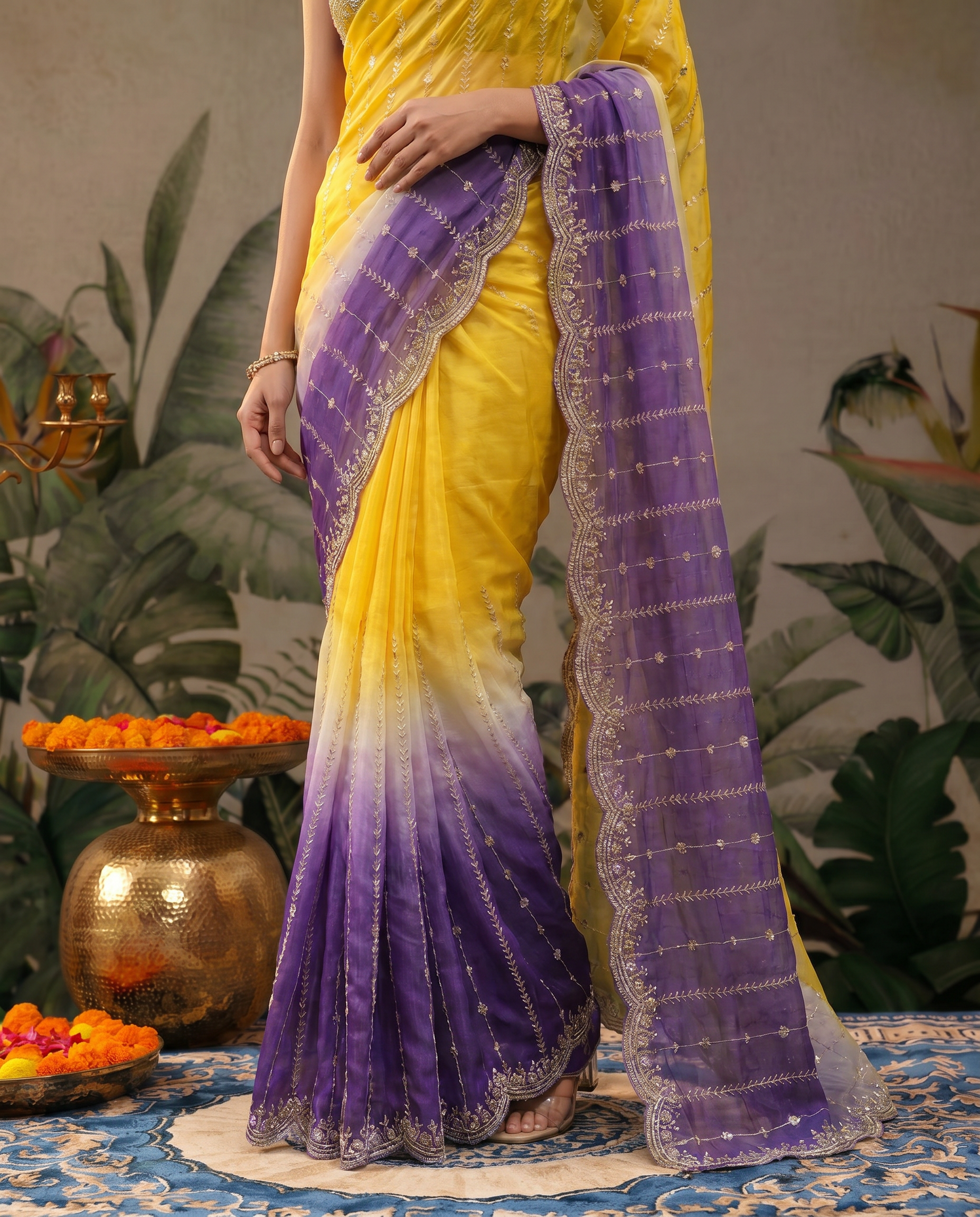 Embellished Embroidered Satin Heavy Work Saree. - output 1 - 05 lower closeup