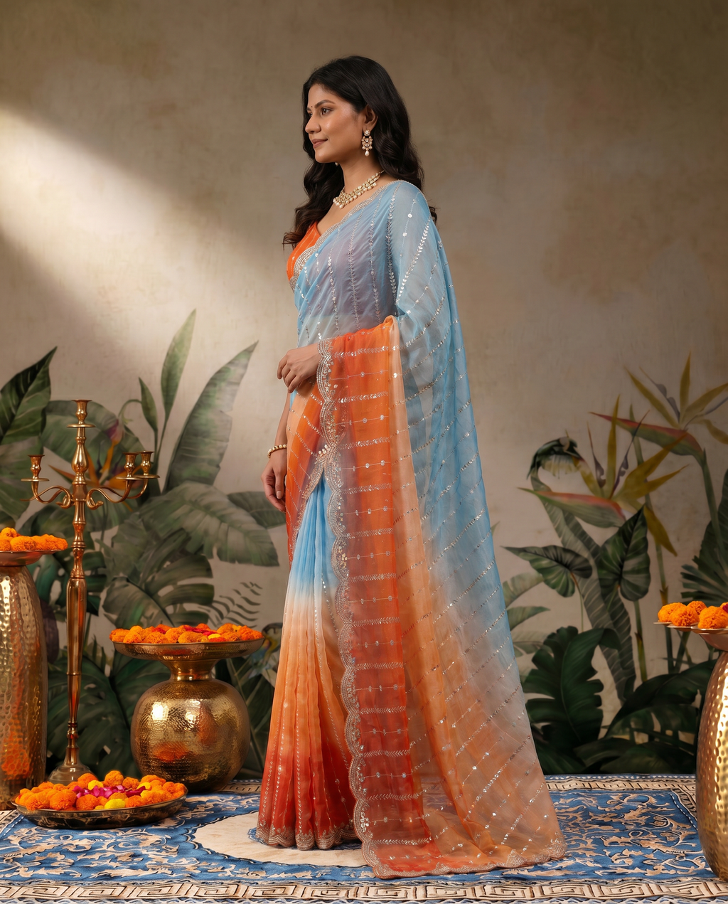 Embellished Embroidered Satin Heavy Work Saree. - output 2 - 03 side