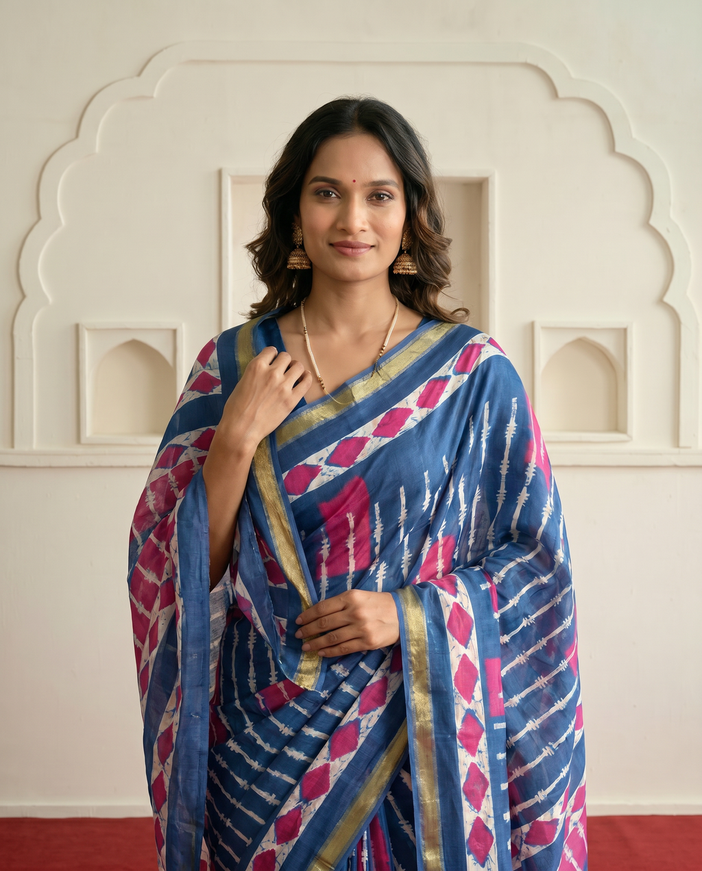 Fresh Green Printed Pure Cotton Saree with Yellow Accents & Elegant Border - output 1 - 04 upper closeup