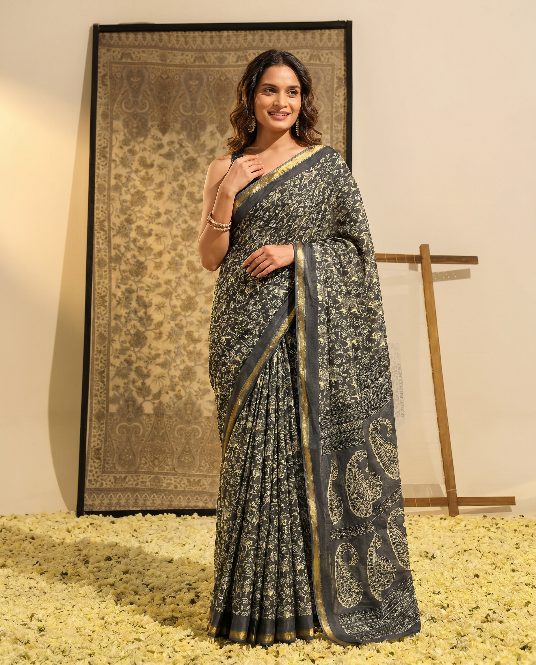 Graceful Green Printed Pure Cotton Saree with Ethnic Motifs - output 1 - 02 hero