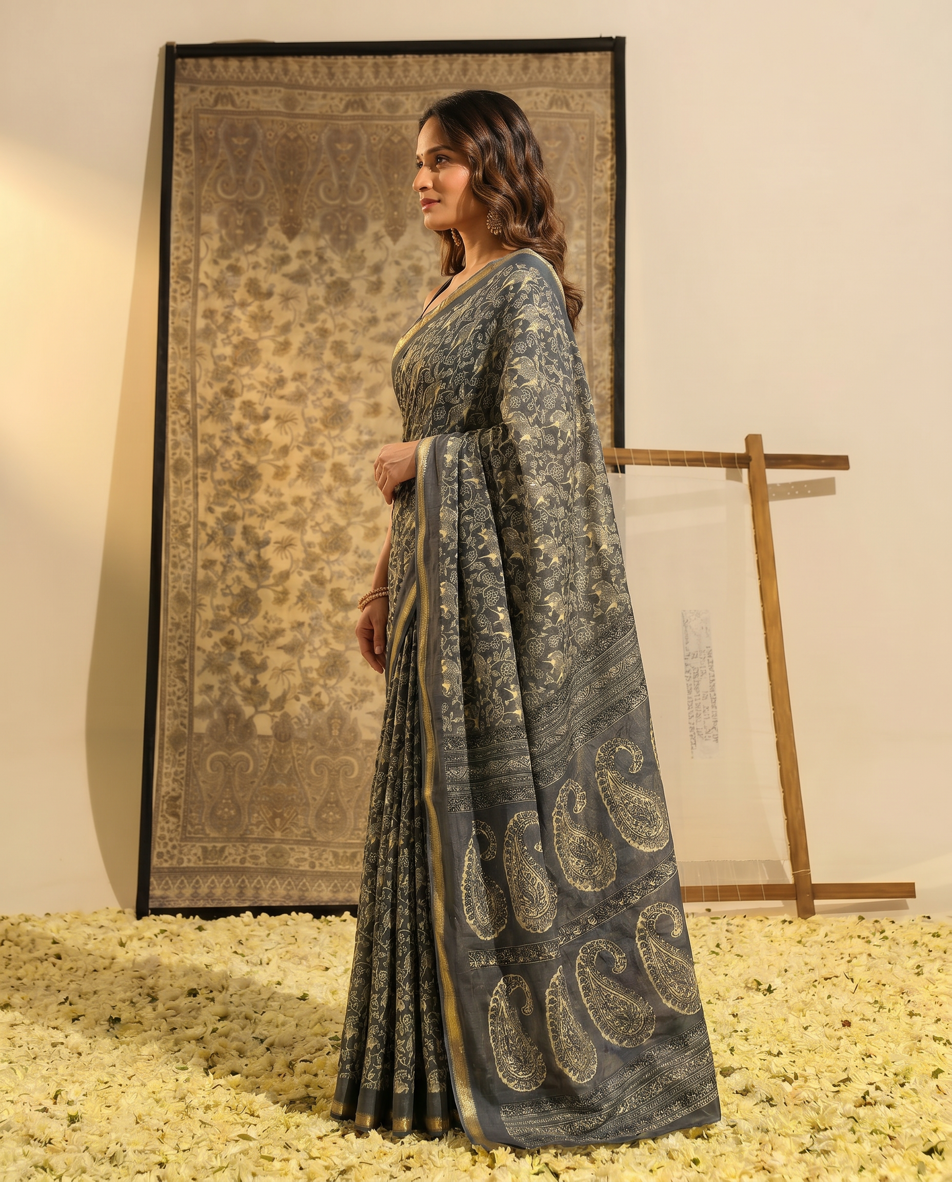 Graceful Green Printed Pure Cotton Saree with Ethnic Motifs - output 1 - 03 side