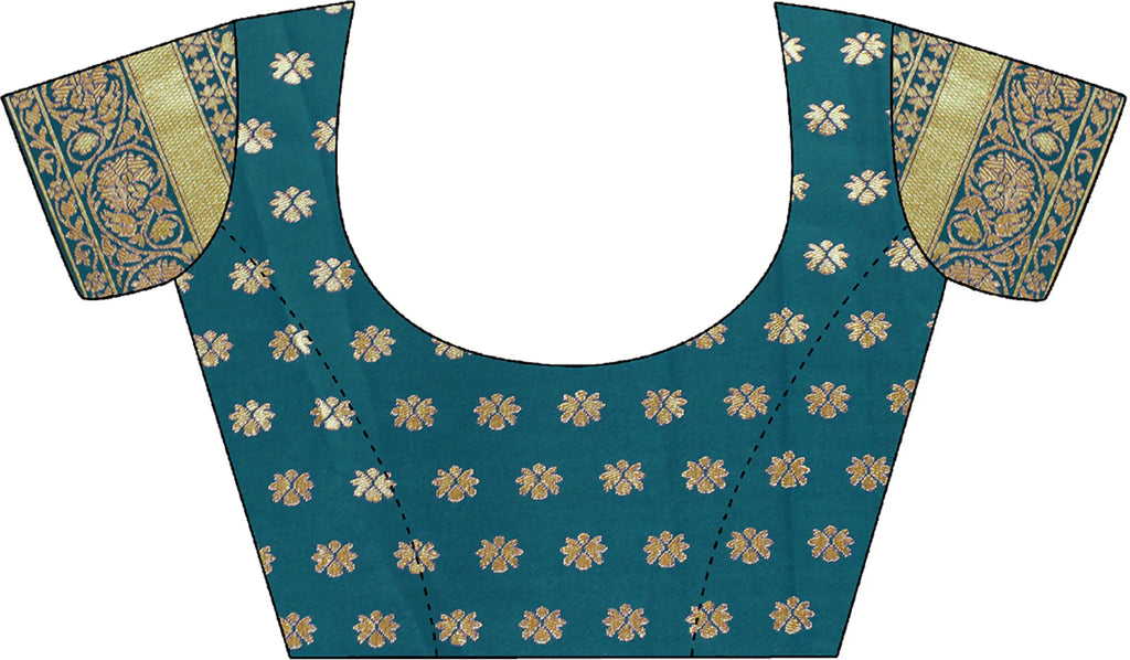Kaira Dotted Zari Paithani Silk Saree - Airforce Blue - detail view 5