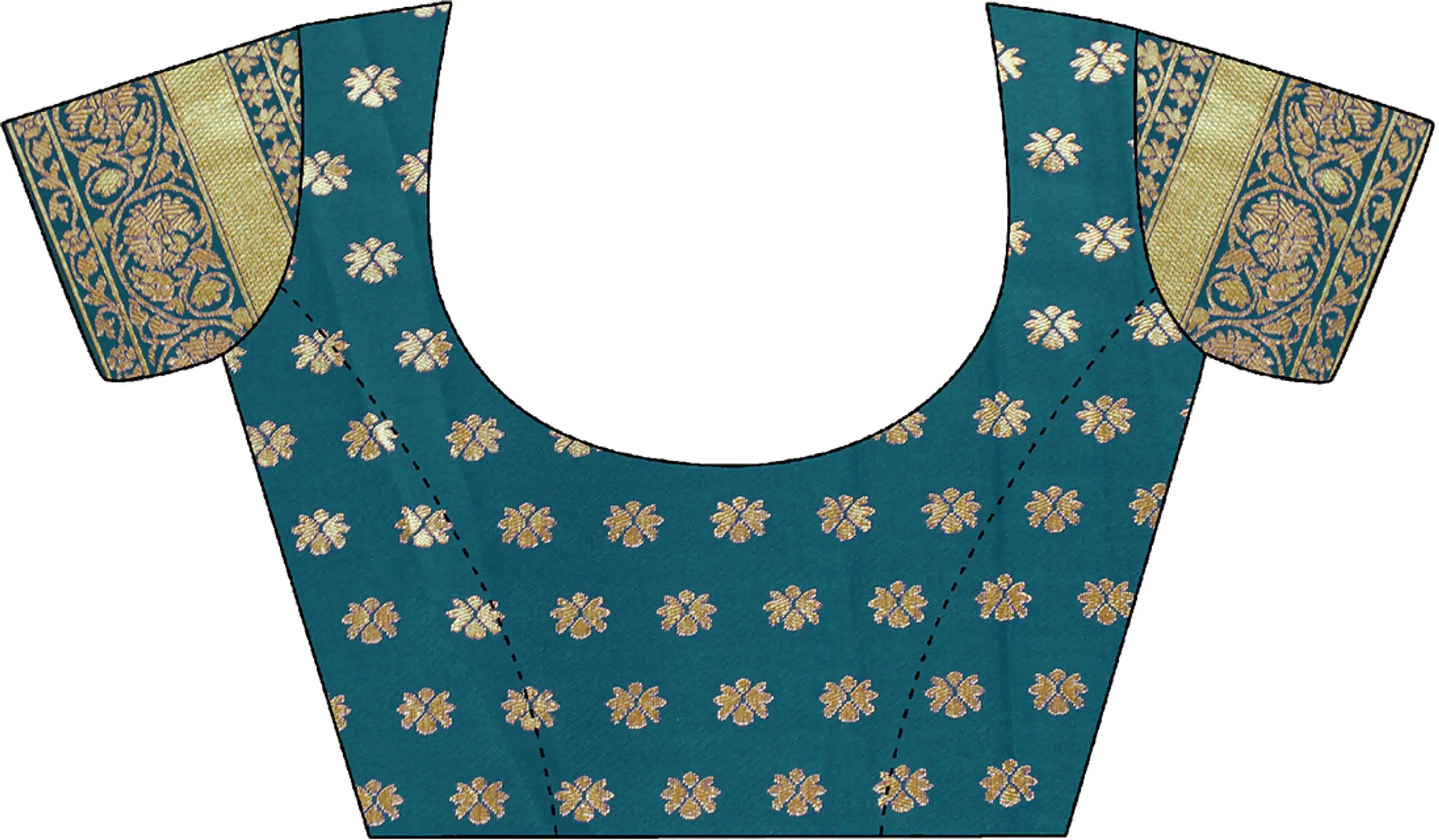 Kaira Dotted Zari Paithani Silk Saree - Airforce Blue - detail view 5