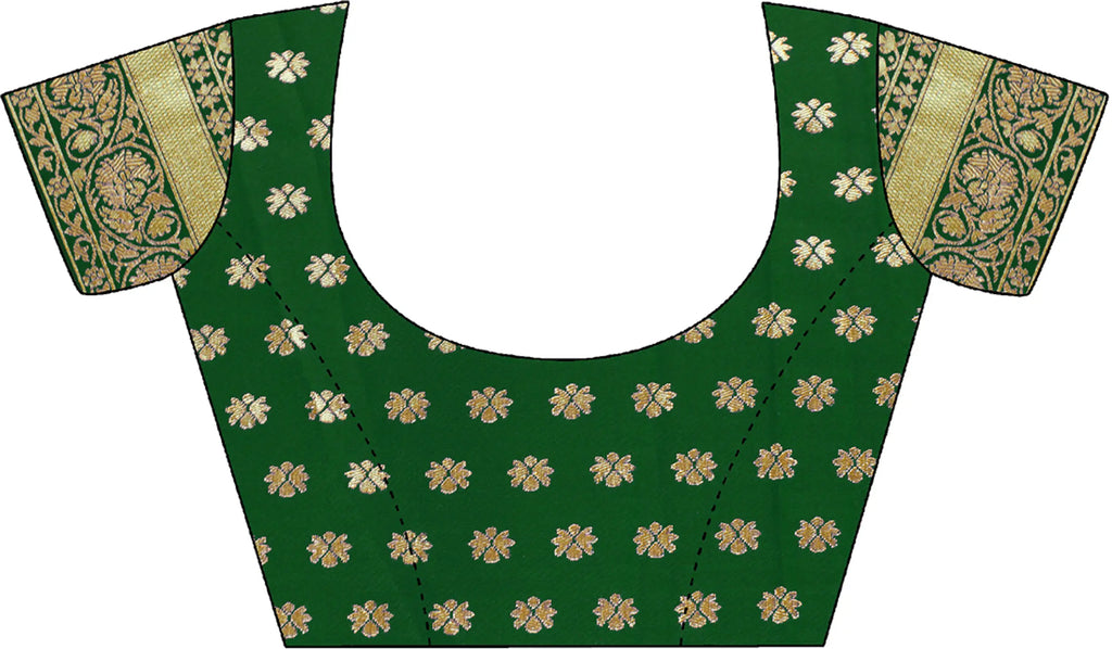 Kaira Dotted Zari Paithani Silk Saree - Green - full saree hero