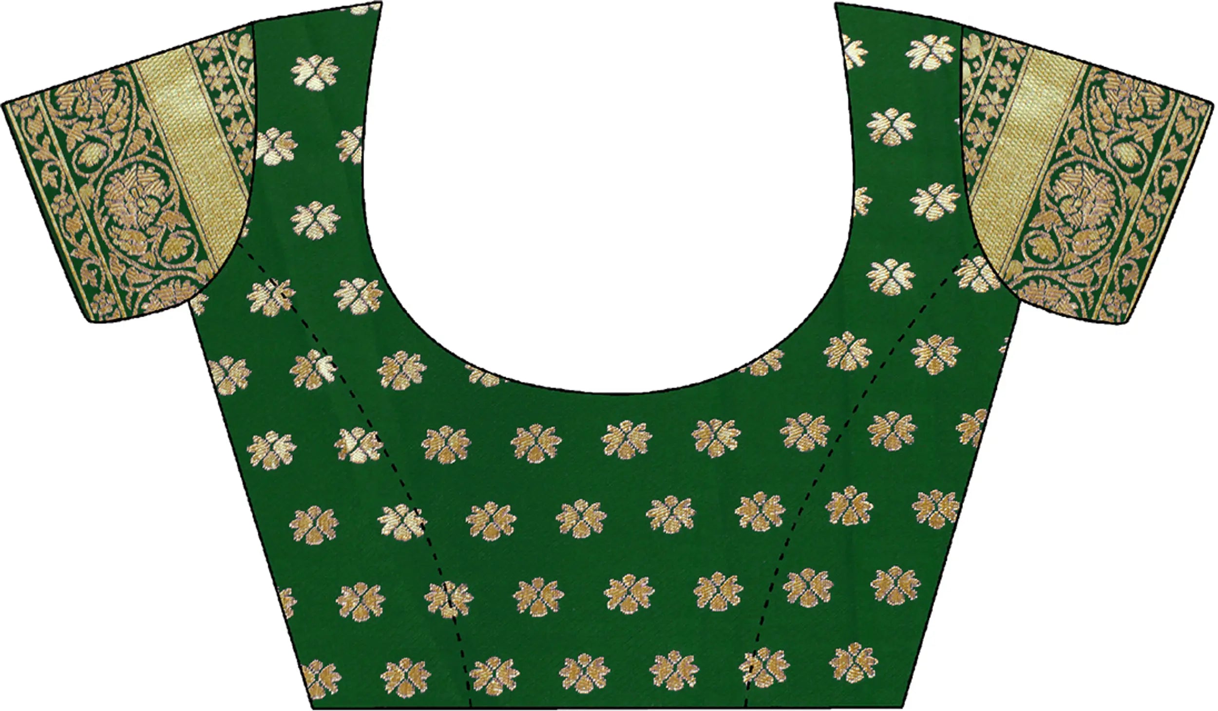 Kaira Dotted Zari Paithani Silk Saree - Green - full saree hero