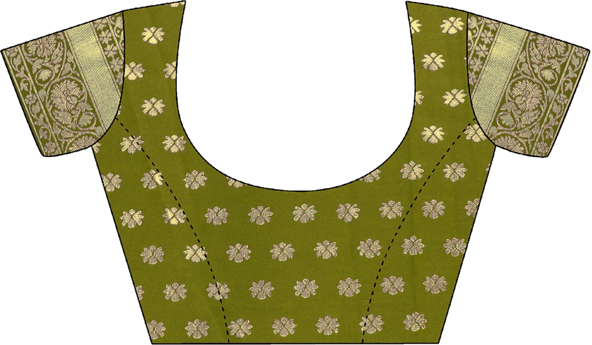 Kaira Dotted Zari Banarasi Silk Saree - Mehndi Green - full saree hero