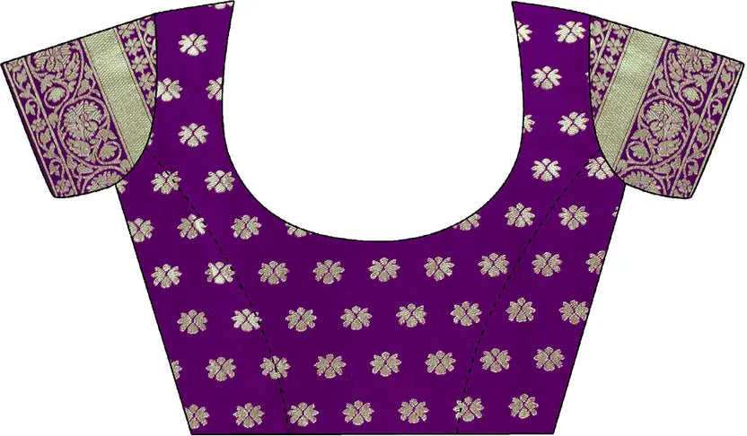 Kaira Dotted Zari Banarasi Silk Saree - Purple - full saree hero