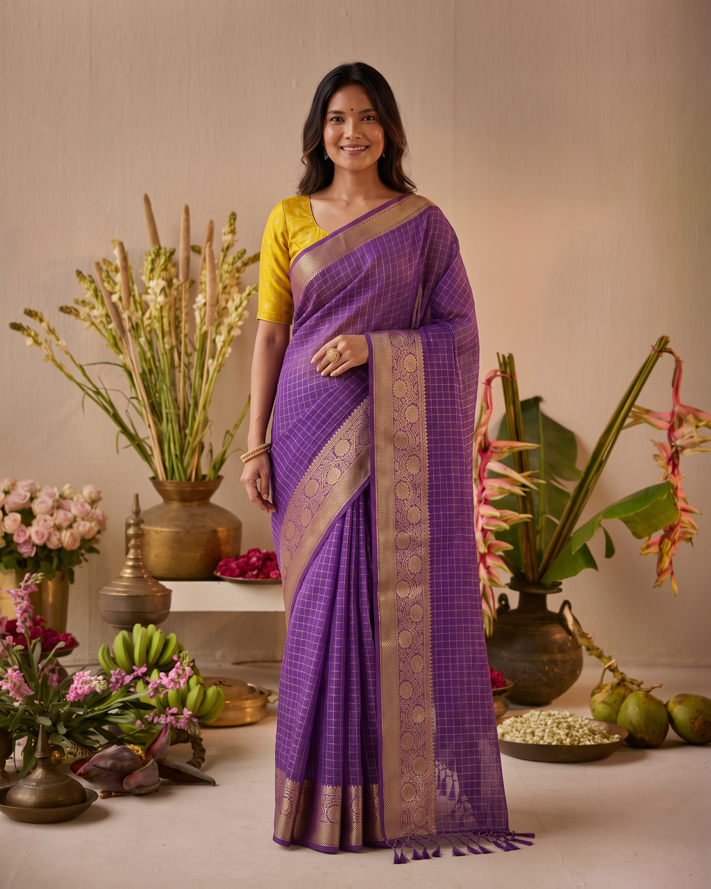Kiara Dual Tone Festive Saree with Graceful Pallu - Purple - full saree hero