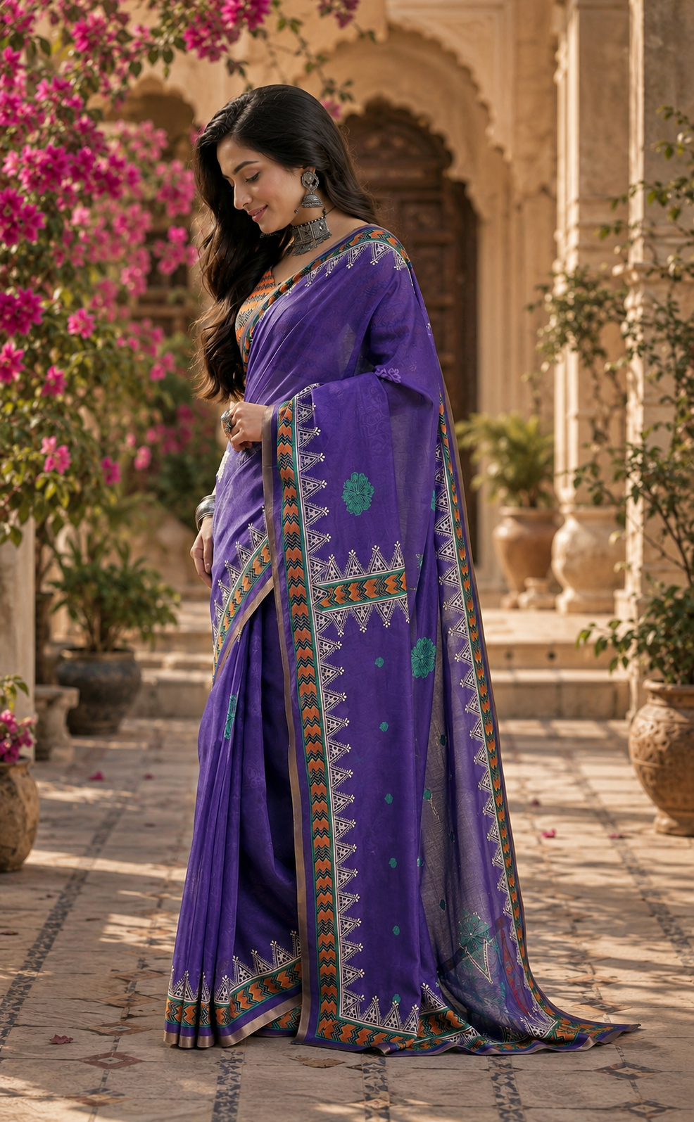 Linen Digital Printed Party Wear Saree - SAR-6002 - image 3