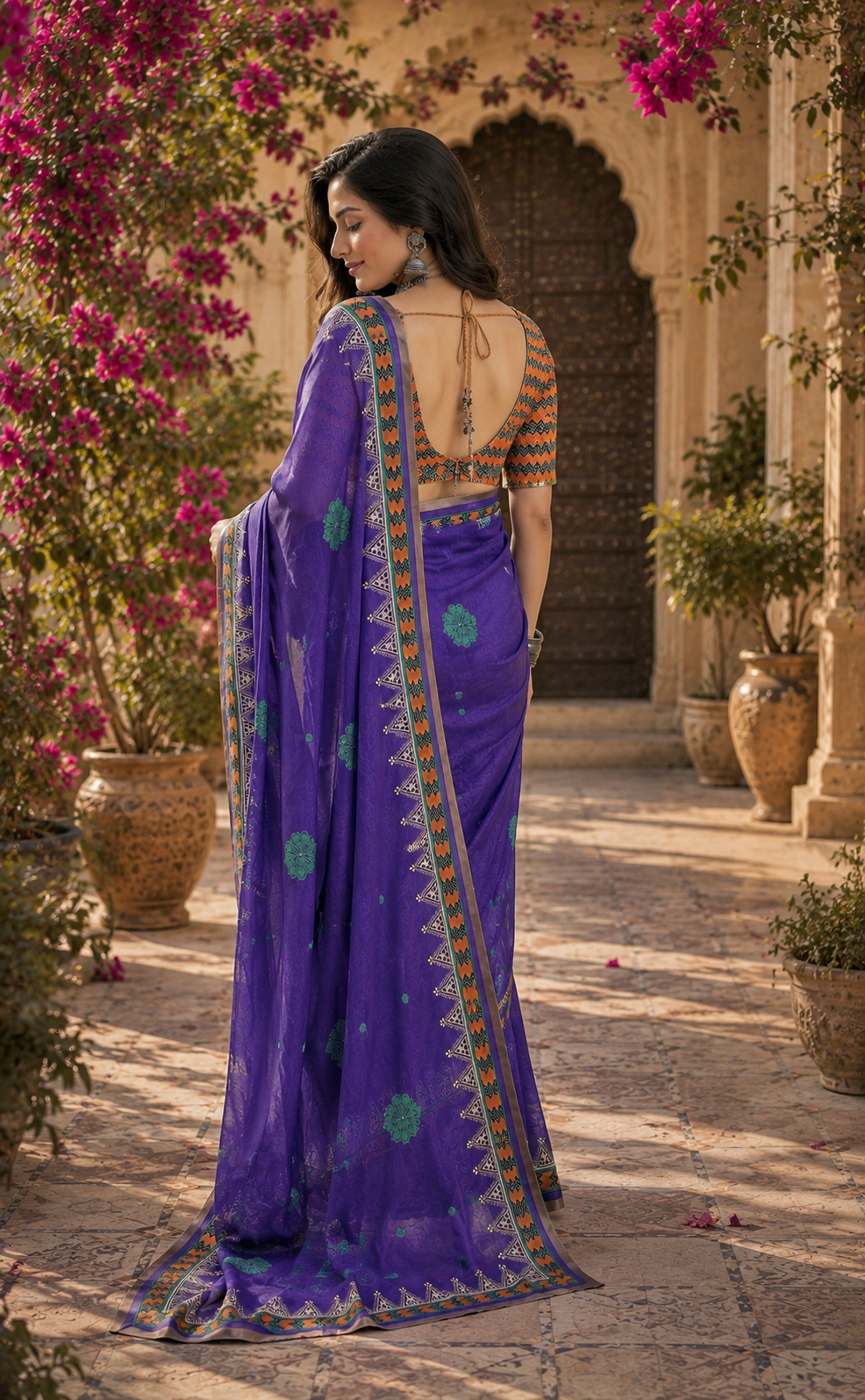 Linen Digital Printed Party Wear Saree - SAR-6002 - image 4