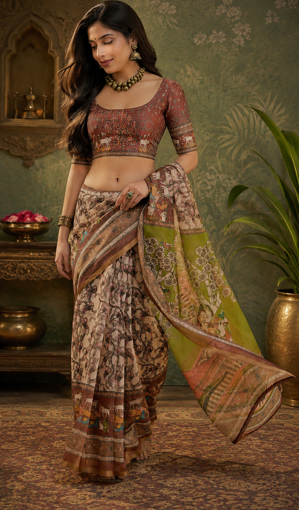 Linen Digital Printed Party Wear Saree - SAR-6003 - hero